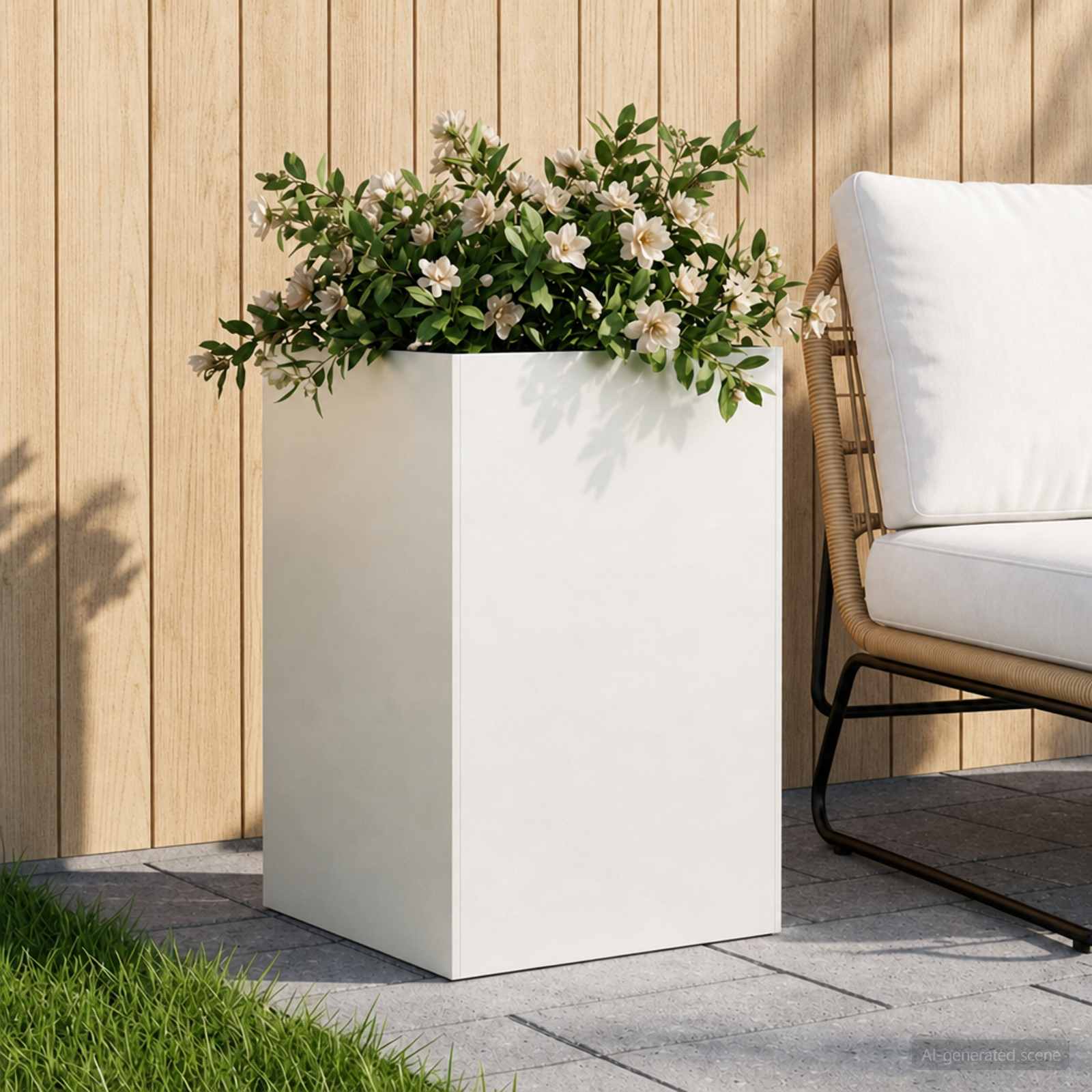 Vaso da giardino Bianco 50 x 50 x 75 cm