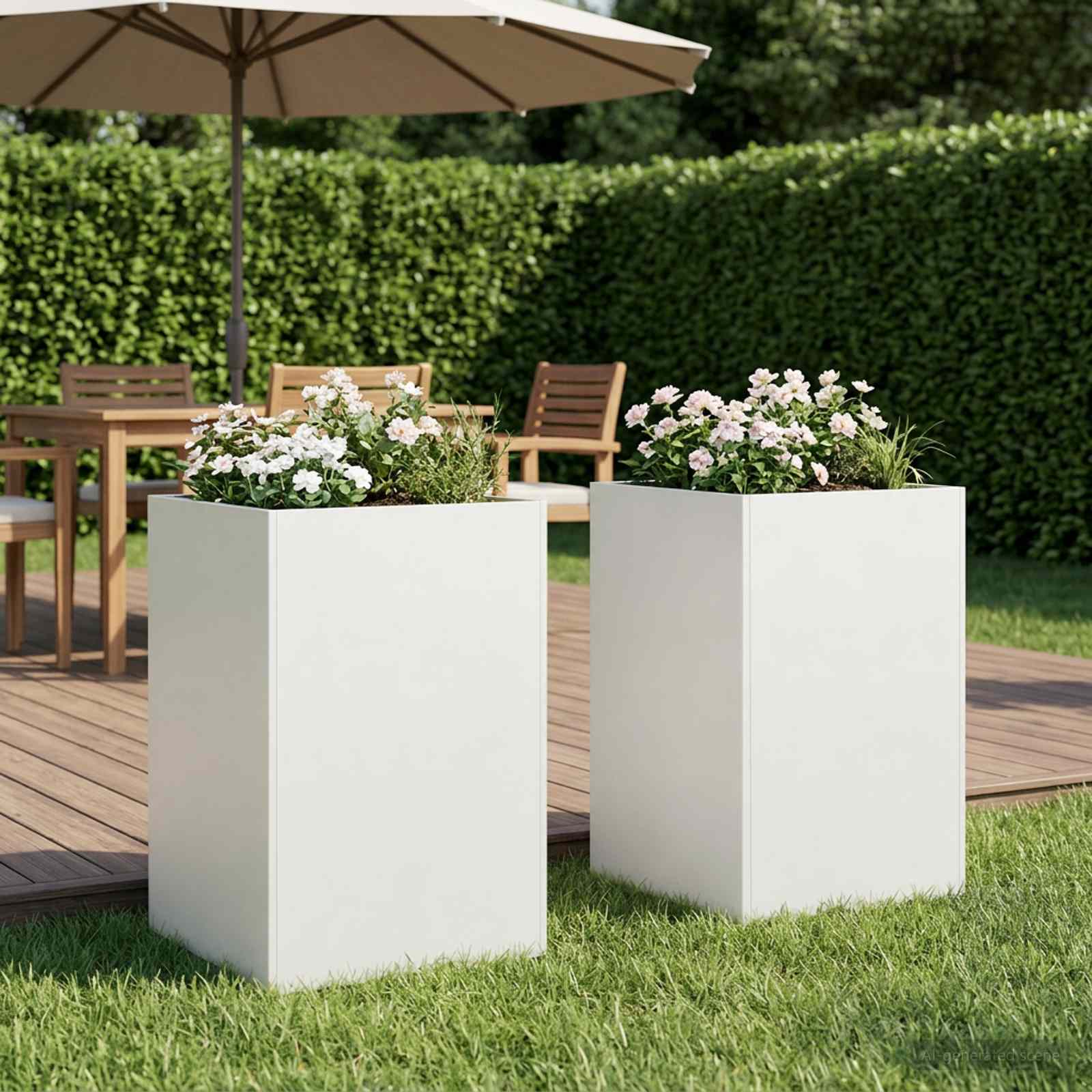 Vaso da giardino 2 pz Bianco 50 x 50 x 75 cm