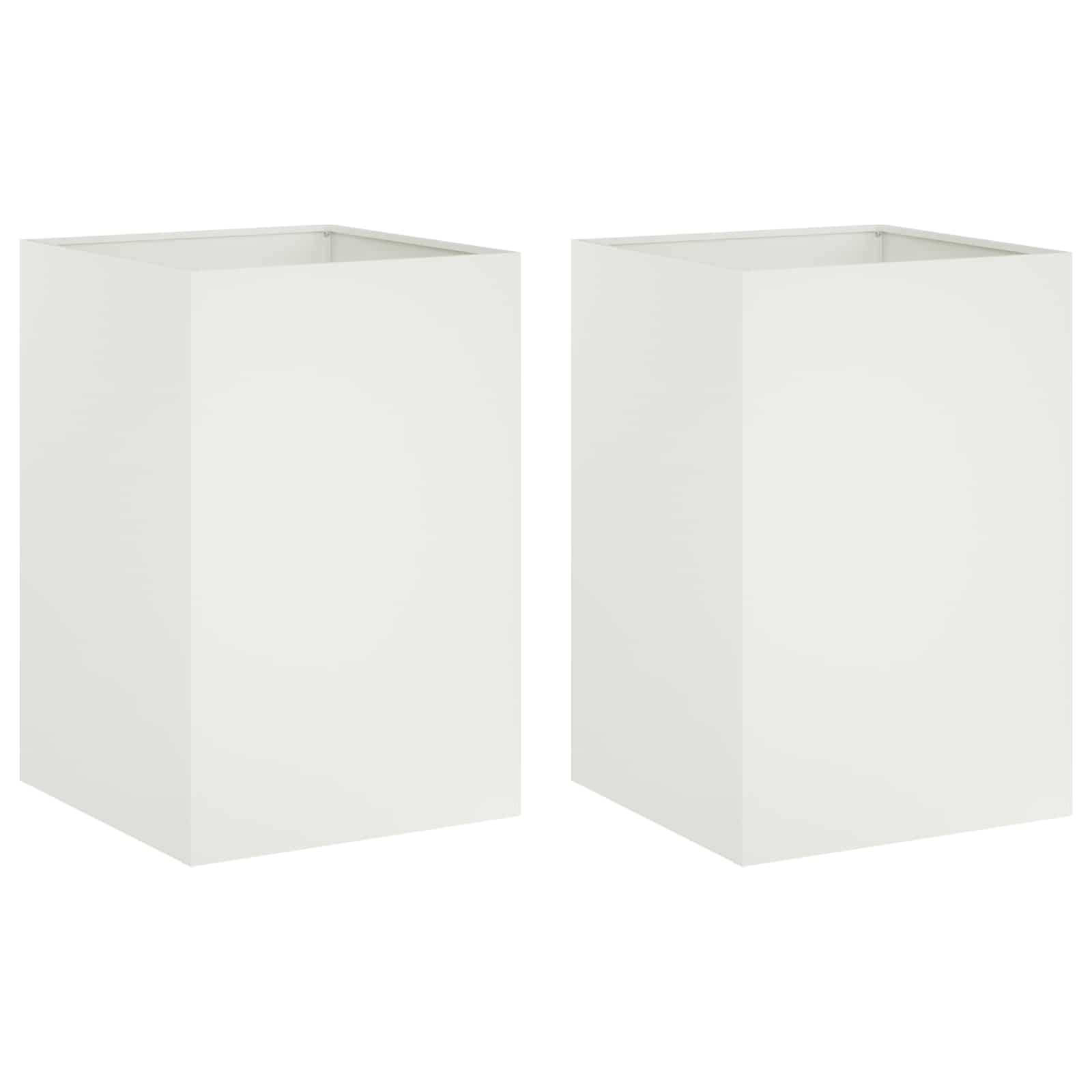 Vaso da giardino 2 pz Bianco 50 x 50 x 75 cm