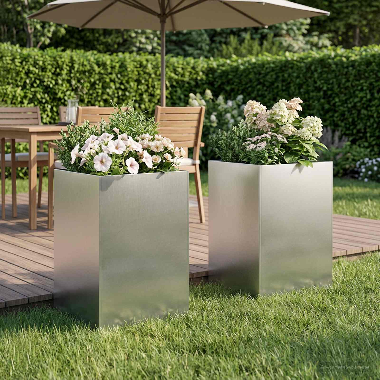 Vaso da giardino 2 pz Argento 50 x 50 x 75 cm Acciaio Inox