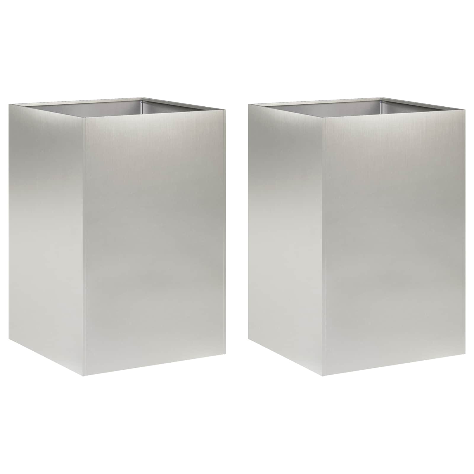 Vaso da giardino 2 pz Argento 50 x 50 x 75 cm Acciaio Inox