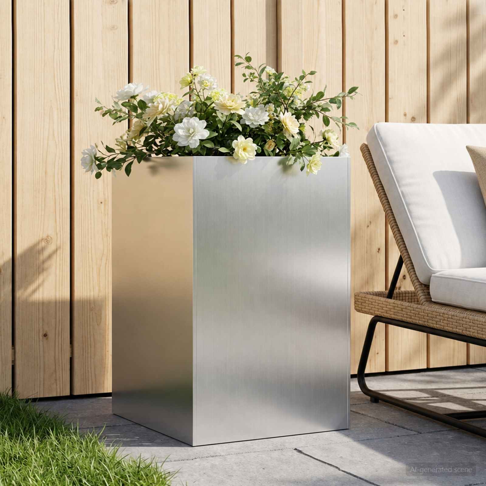 Vaso da giardino Argento 50 x 50 x 75 cm Acciaio zincato