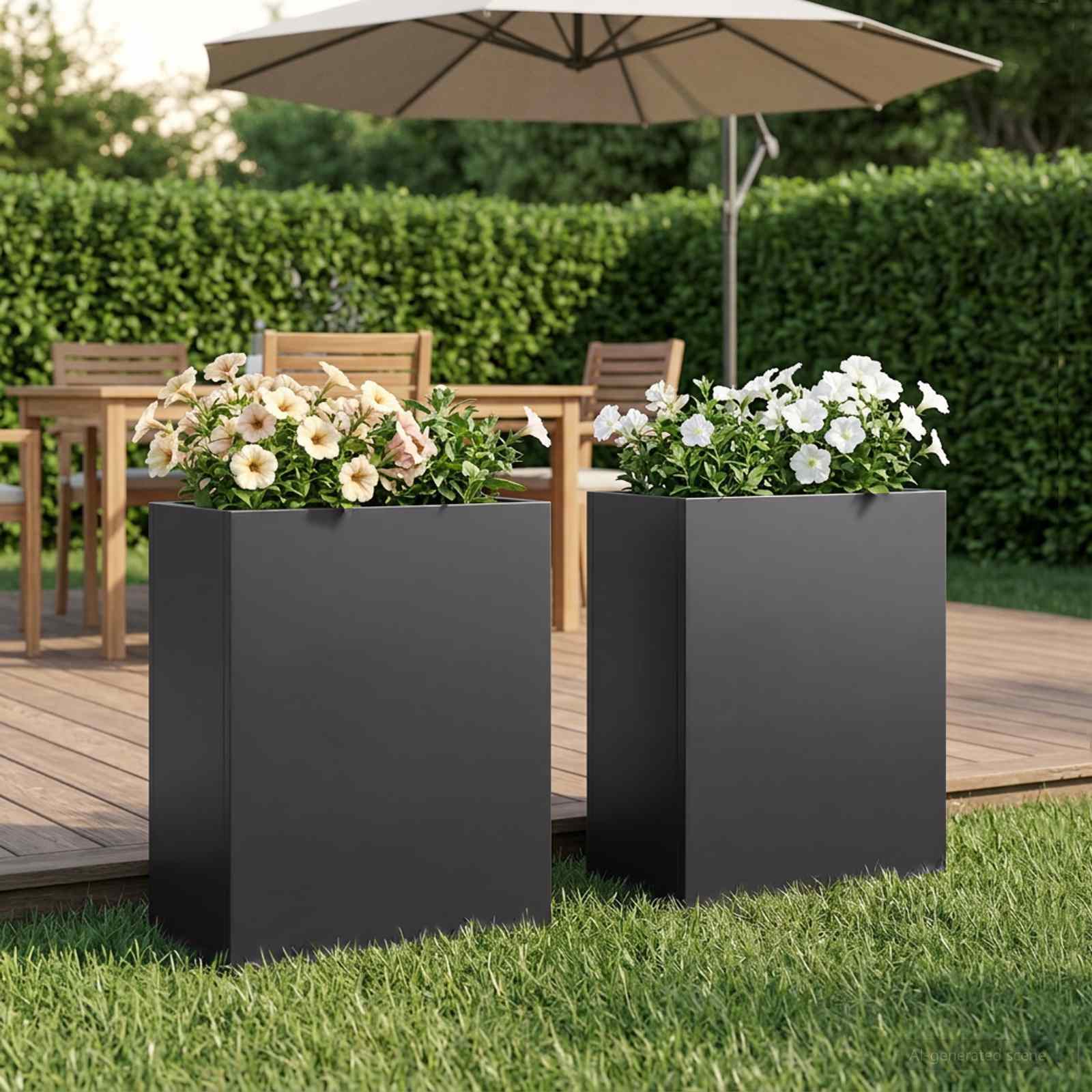 Vaso da giardino 2 pz Nero 40 x 20 x 40 cm