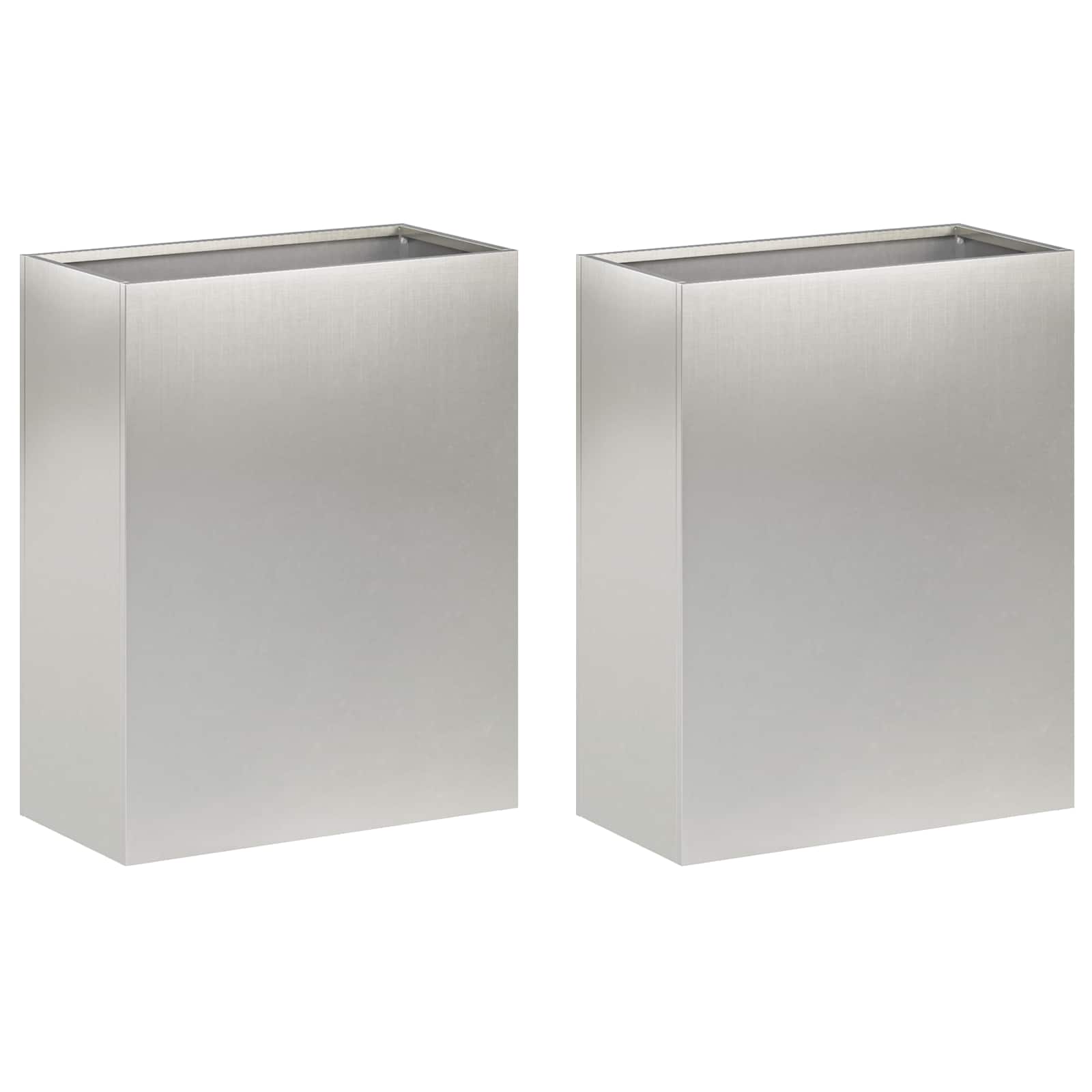 Vaso da giardino 2 pz Argento 40 x 20 x 40 cm Acciaio Inox
