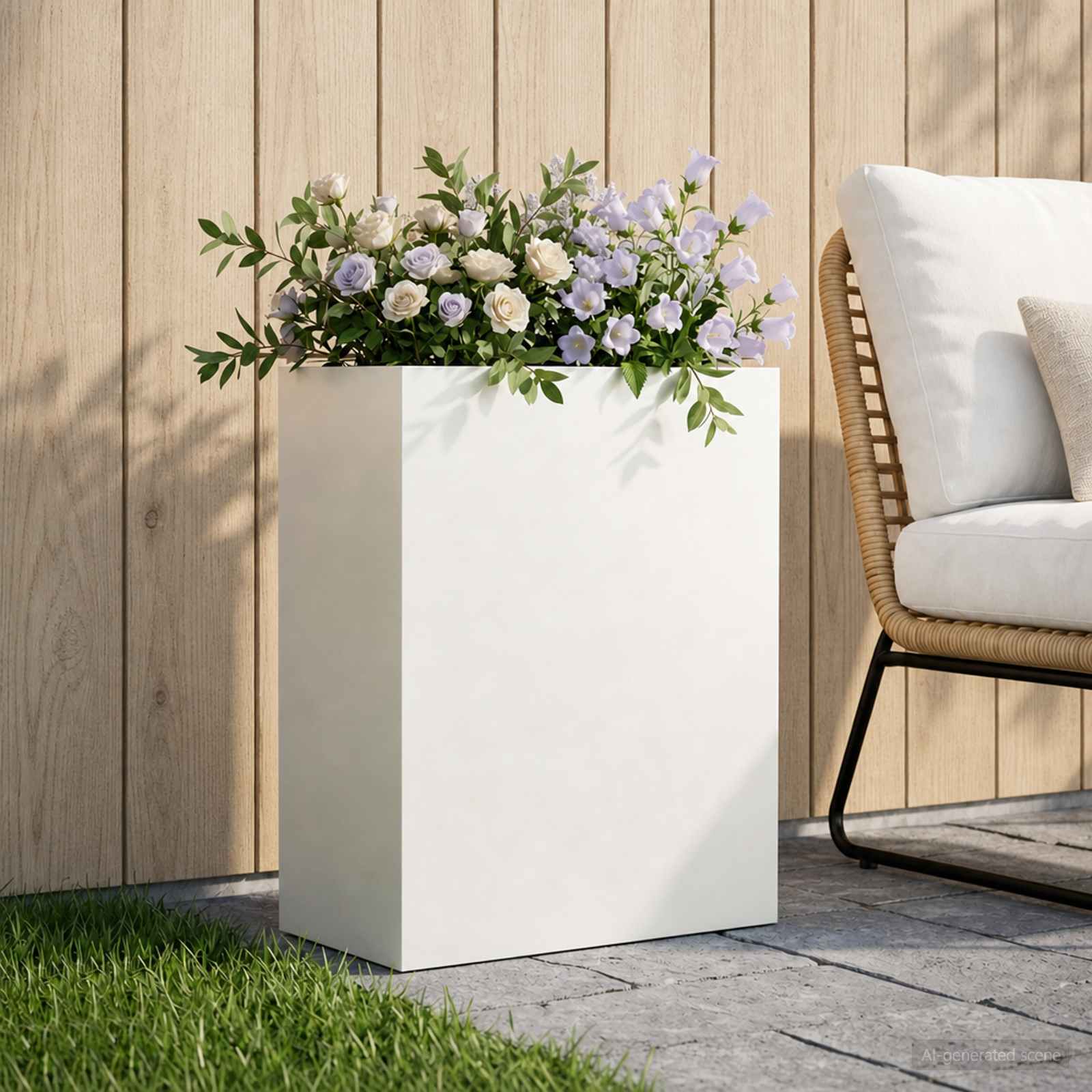 Vaso da giardino Bianco 40 x 20 x 50 cm