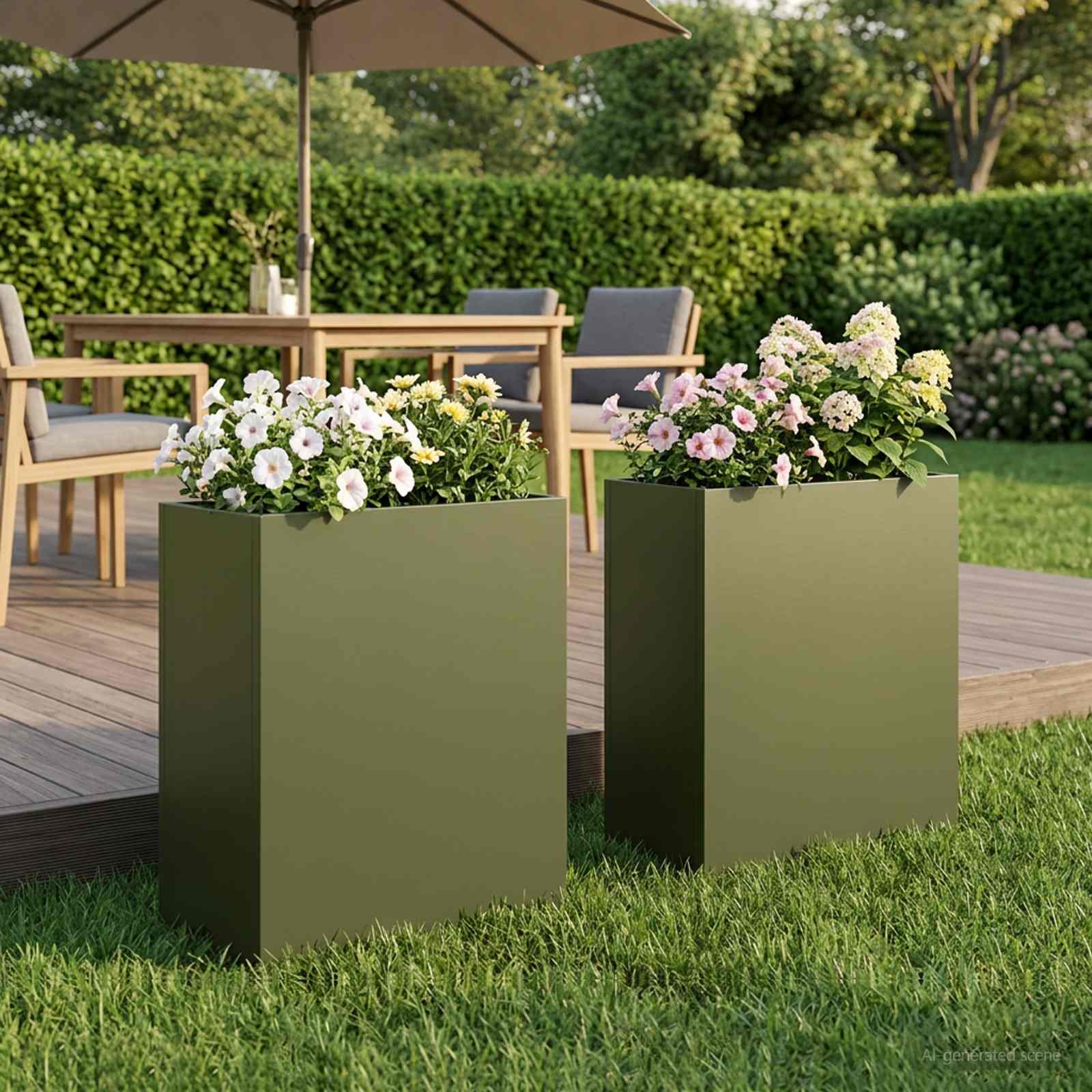 Vaso da giardino 2 pz Verde Oliva 40 x 20 x 50 cm