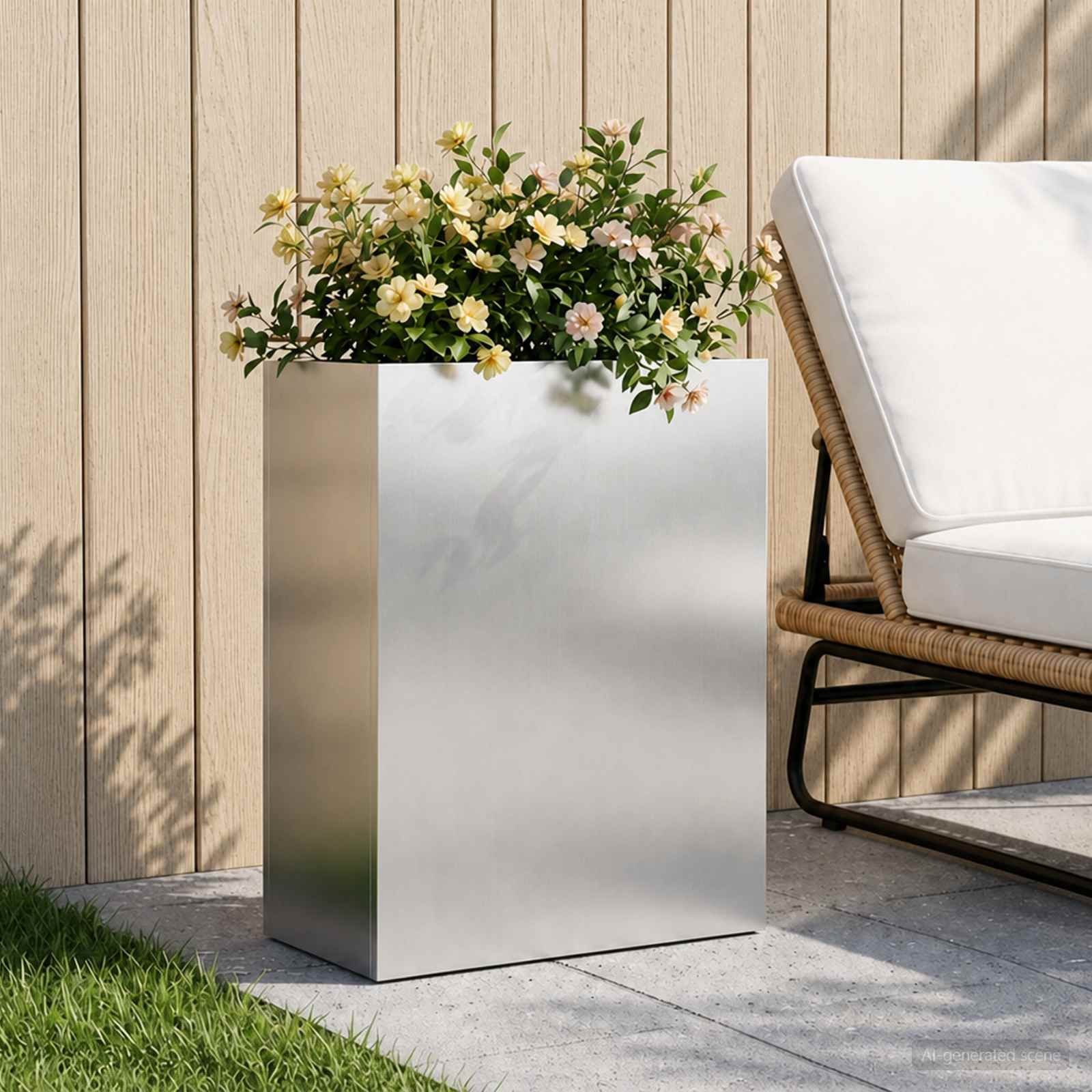 Vaso da giardino Argento 40 x 20 x 50 cm Acciaio Inox
