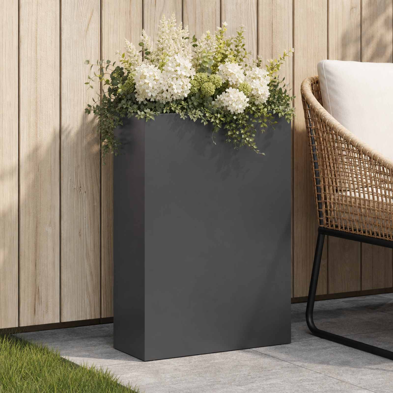 Vaso da giardino Nero 40 x 20 x 75 cm Acciaio laminato a freddo