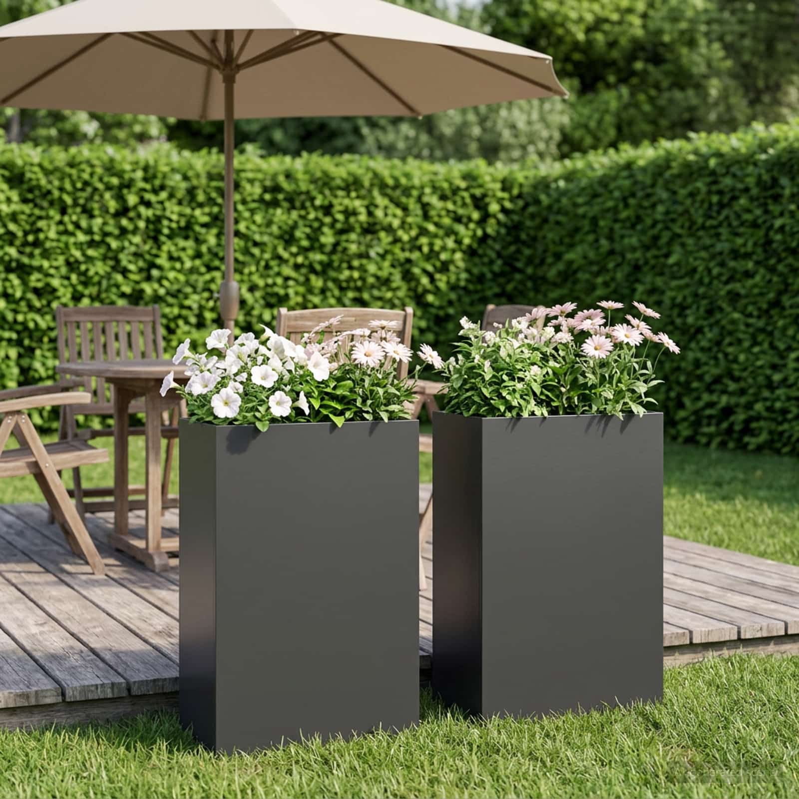 Vaso da giardino 2 pz Nero 40 x 20 x 75 cm