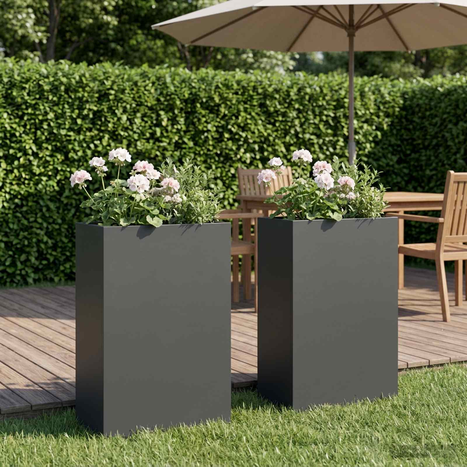 Vaso da giardino 2 pz Antracite 40 x 20 x 75 cm