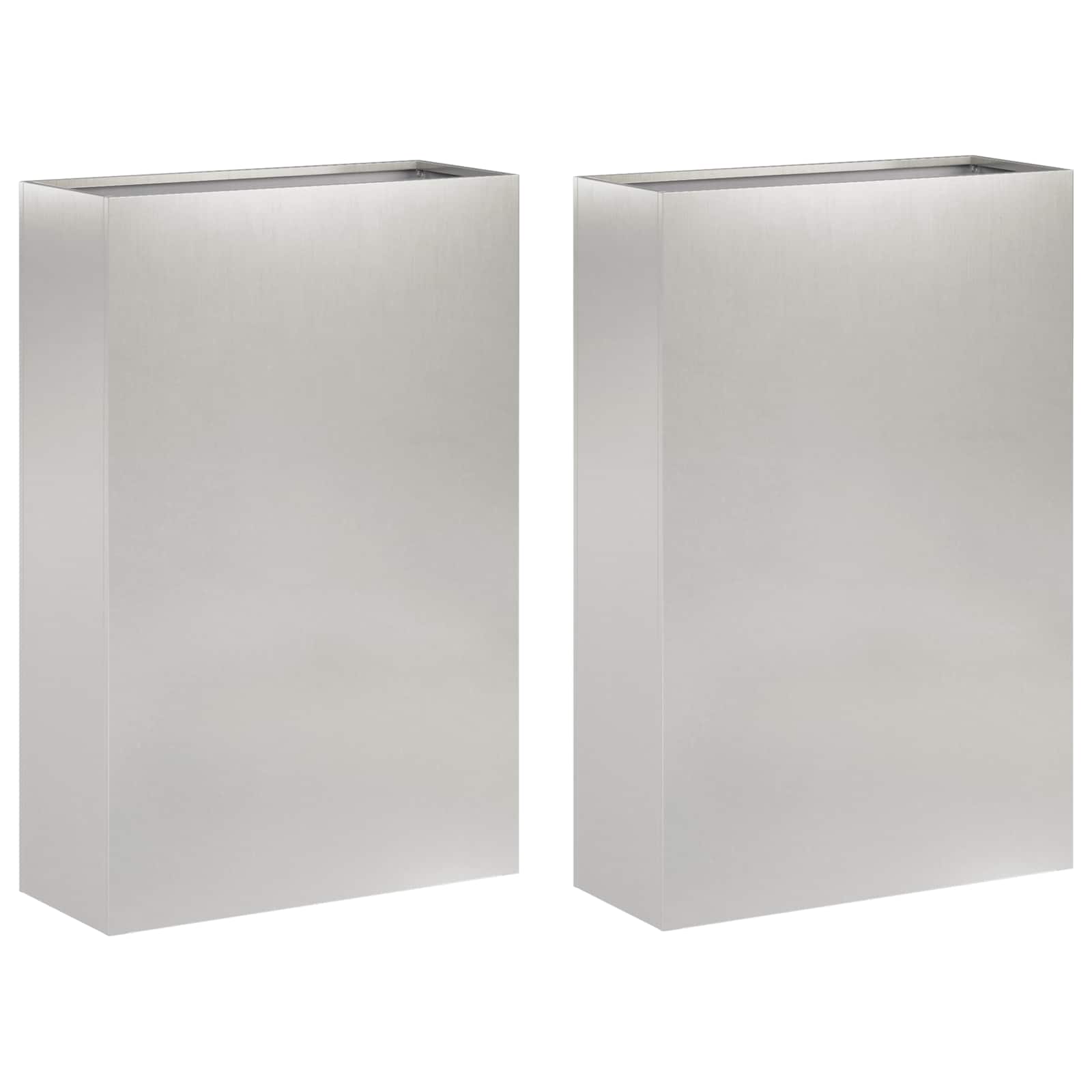 Vaso da giardino 2 pz Argento 40 x 20 x 75 cm Acciaio Inox