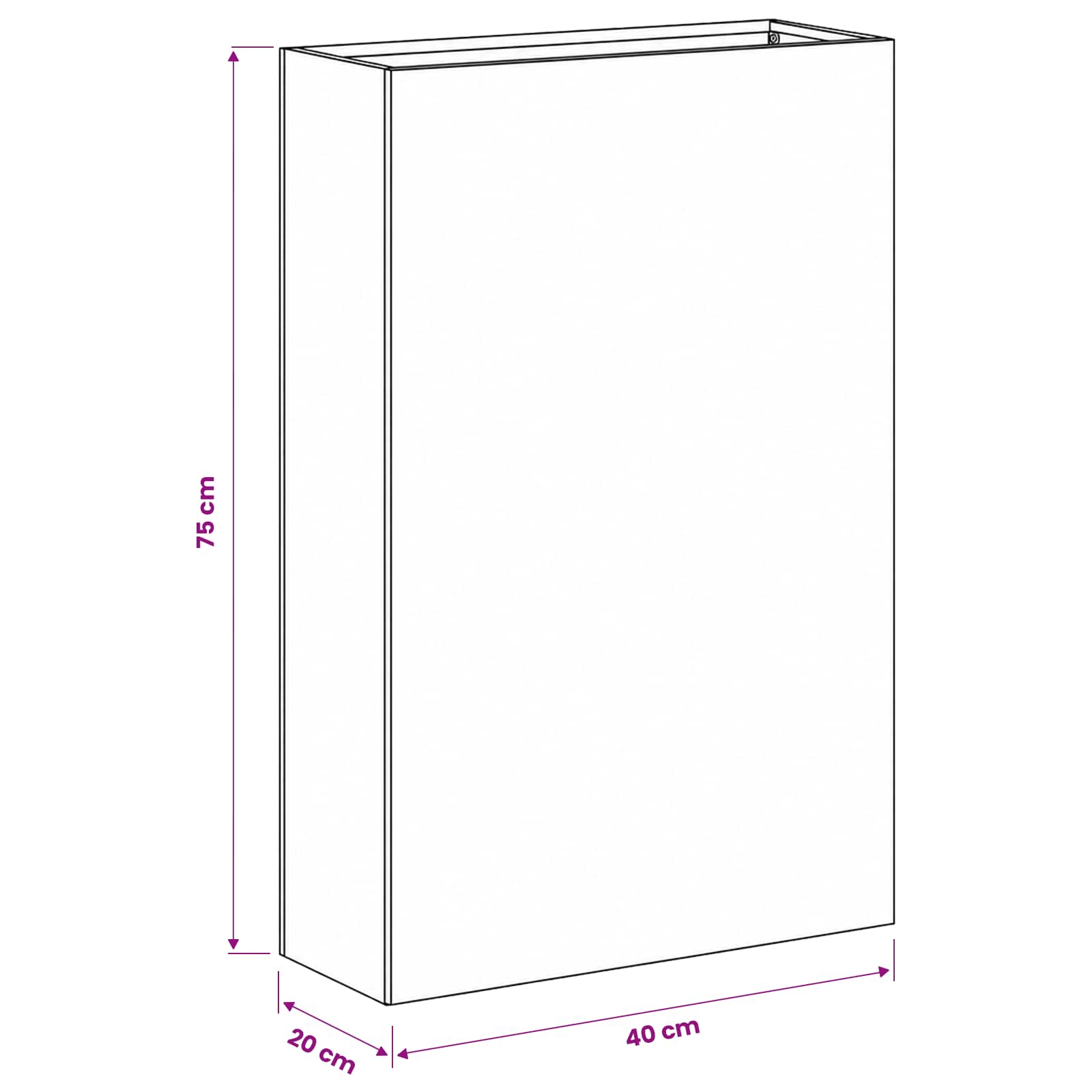 Vaso da giardino Argento 40 x 20 x 75 cm Acciaio zincato