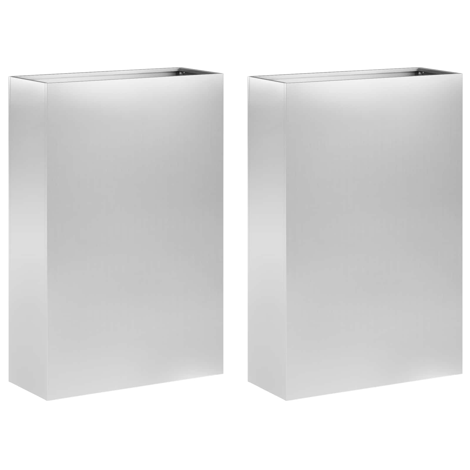 Vaso da giardino 2 pz Argento 40 x 20 x 75 cm Acciaio zincato