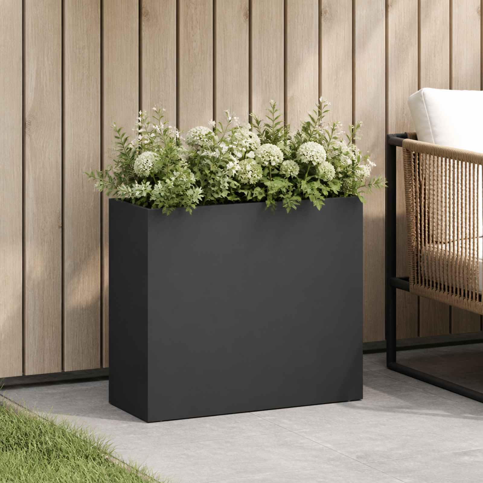 Vaso da giardino Nero 50 x 20 x 40 cm Acciaio laminato a freddo