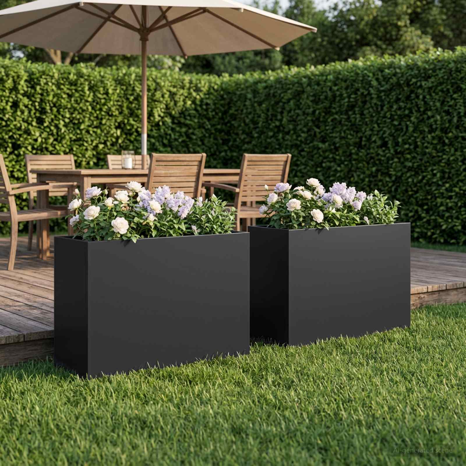 Vaso da giardino 2 pz Nero 50 x 20 x 40 cm