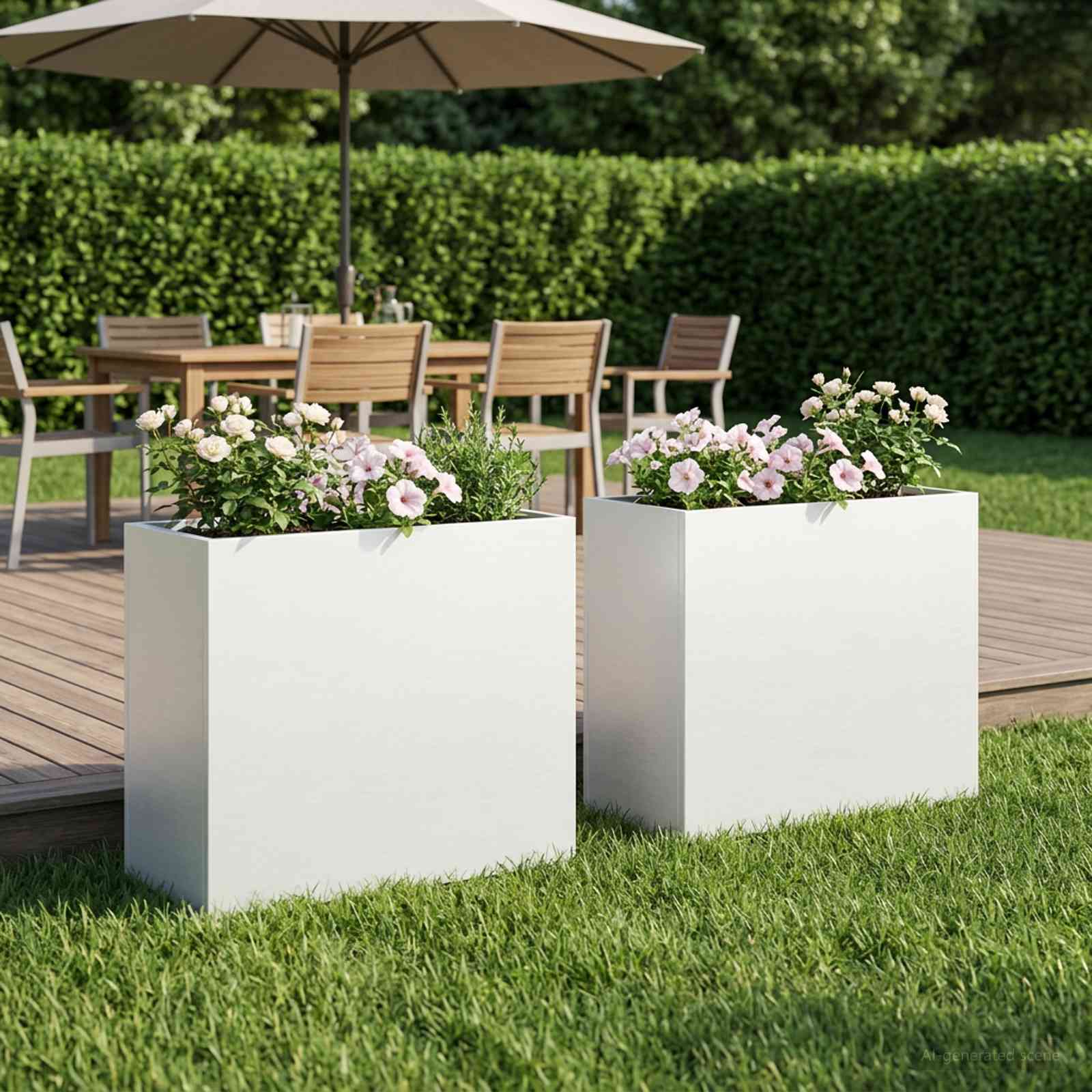 Vaso da giardino 2 pz Bianco 50 x 20 x 40 cm