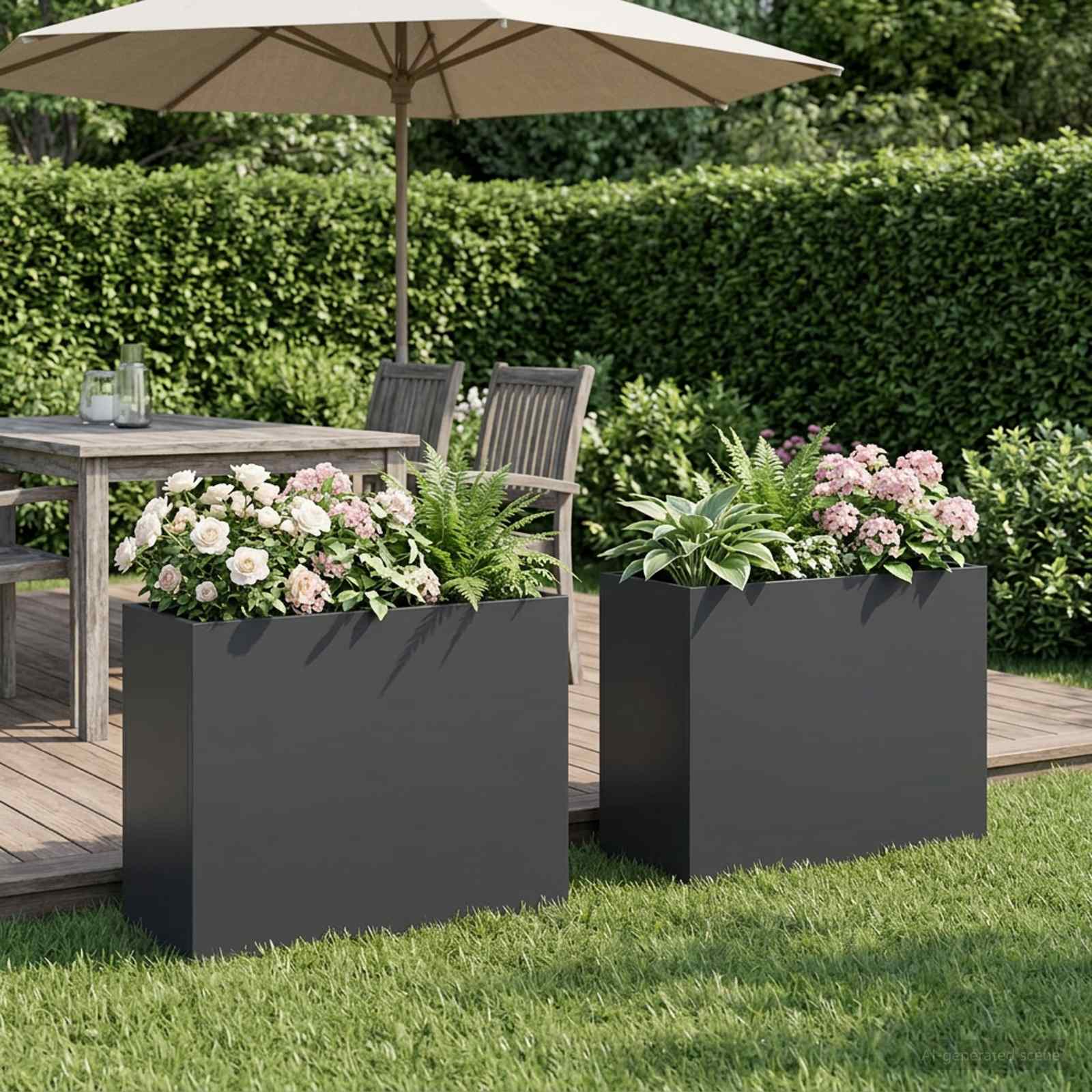 Vaso da giardino 2 pz Antracite 50 x 20 x 40 cm