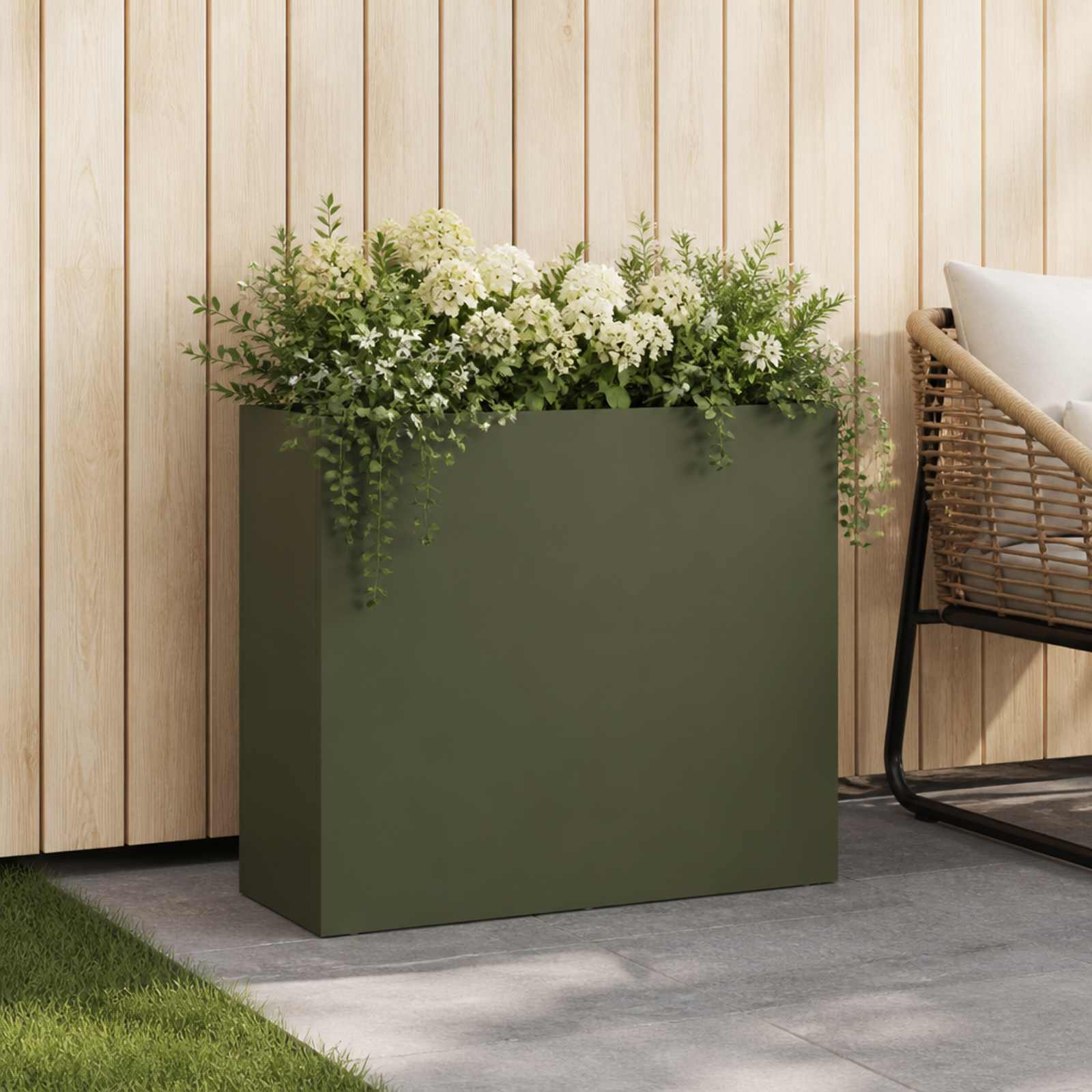 Vaso da giardino Verde Oliva 50 x 20 x 40 cm