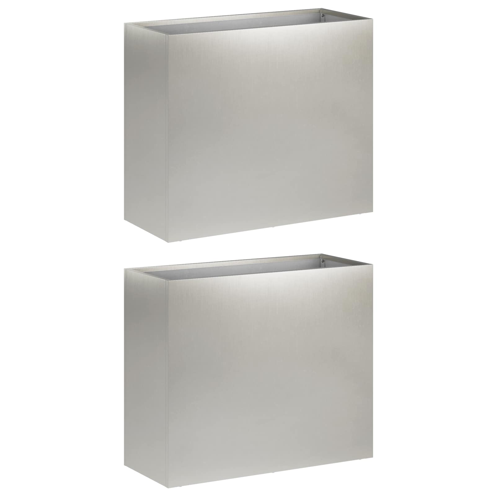 Vaso da giardino 2 pz Argento 50 x 20 x 40 cm Acciaio Inox