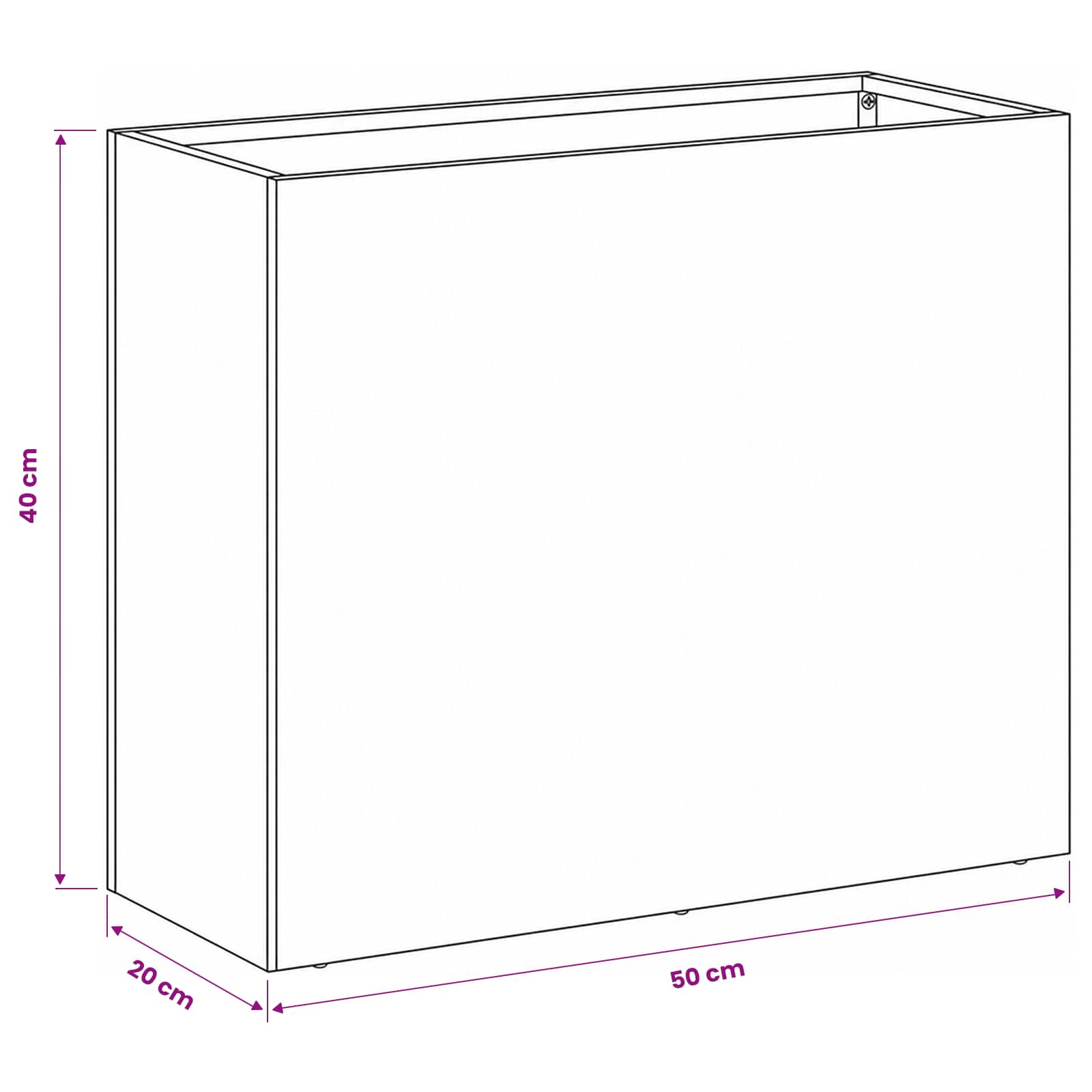 Vaso da giardino 2 pz Argento 50 x 20 x 40 cm Acciaio Inox