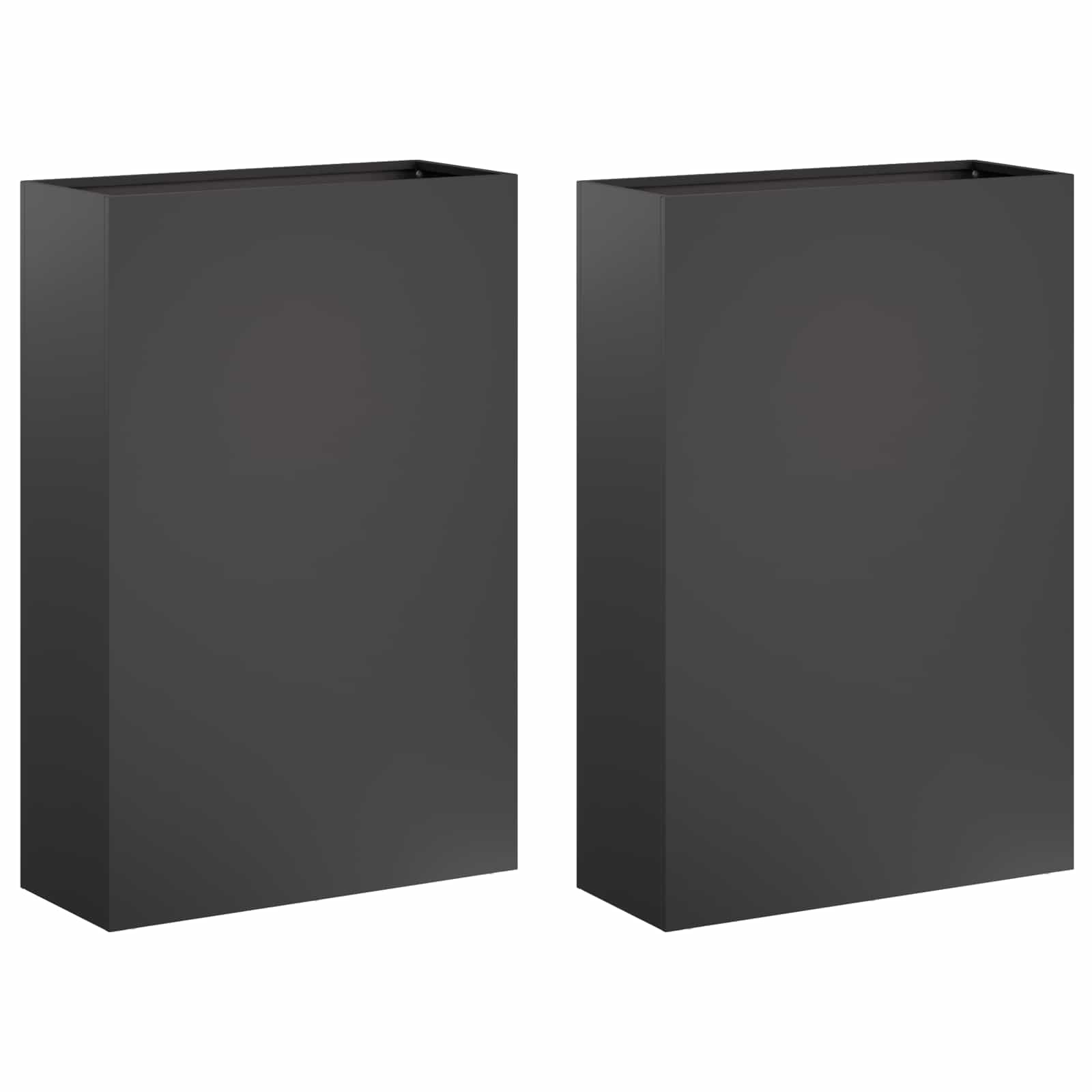 Vaso da giardino 2 pz Nero 50 x 20 x 75 cm