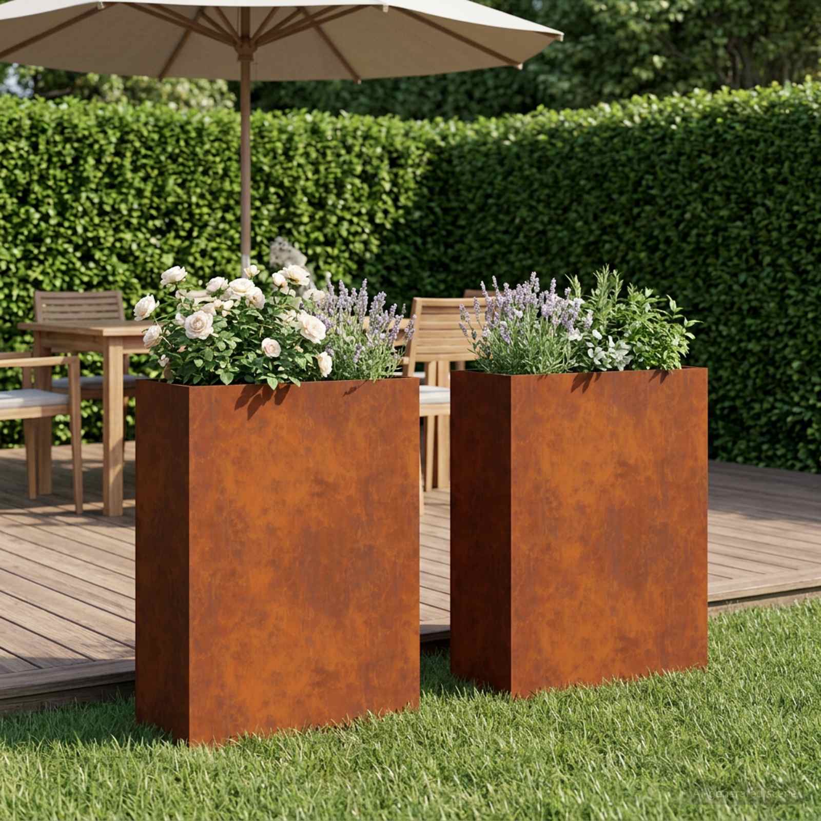 Vaso da giardino 2 pz Ruggine 50 x 20 x 75 cm Acciaio Corten