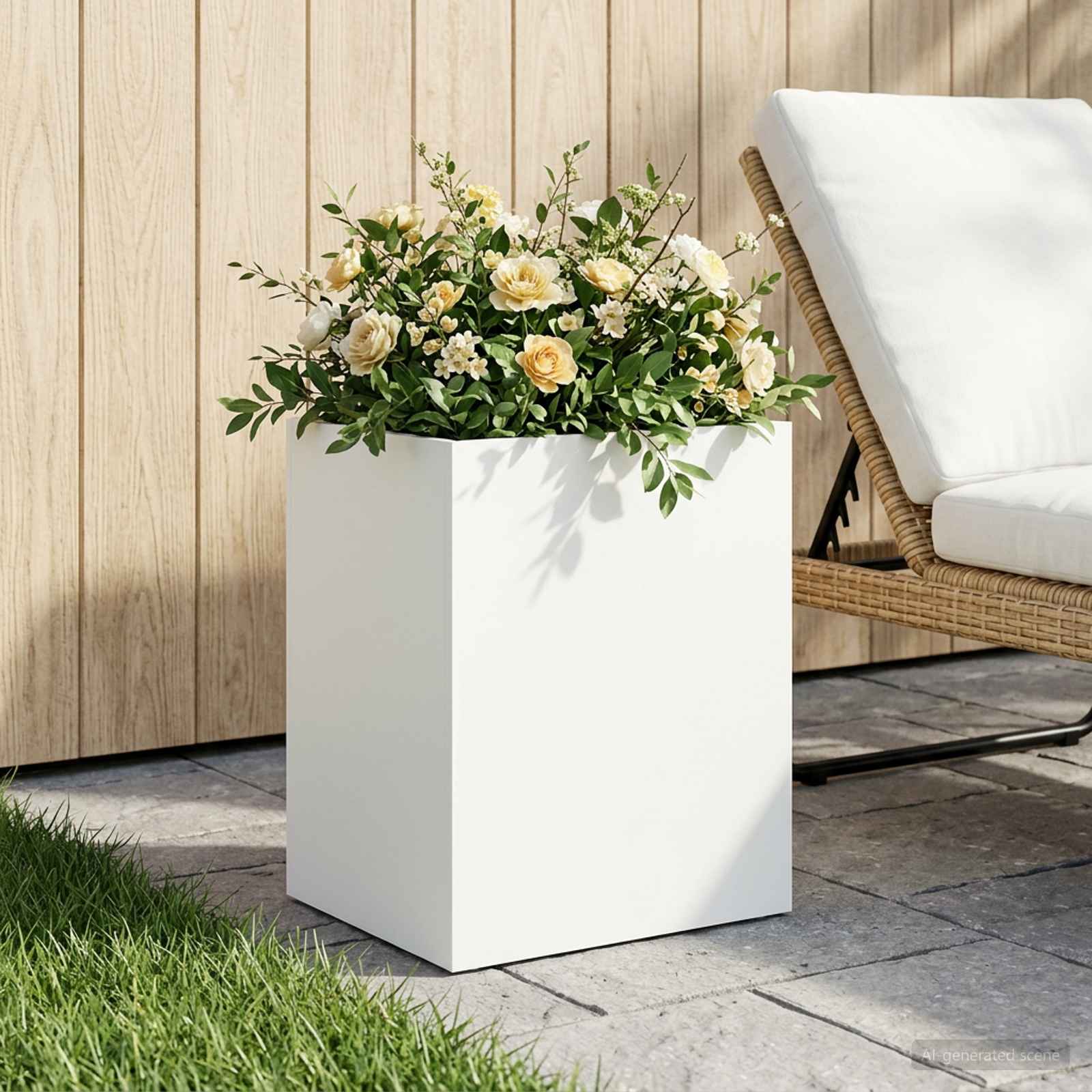 Vaso da giardino Bianco 40 x 30 x 40 cm