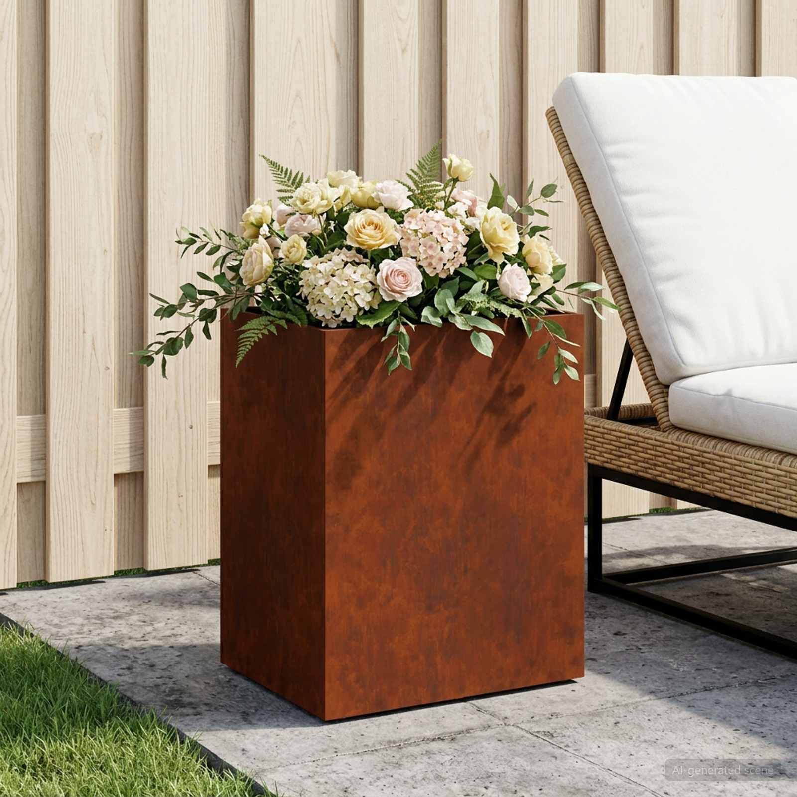 Vaso da giardino Ruggine 40 x 30 x 40 cm Acciaio Corten