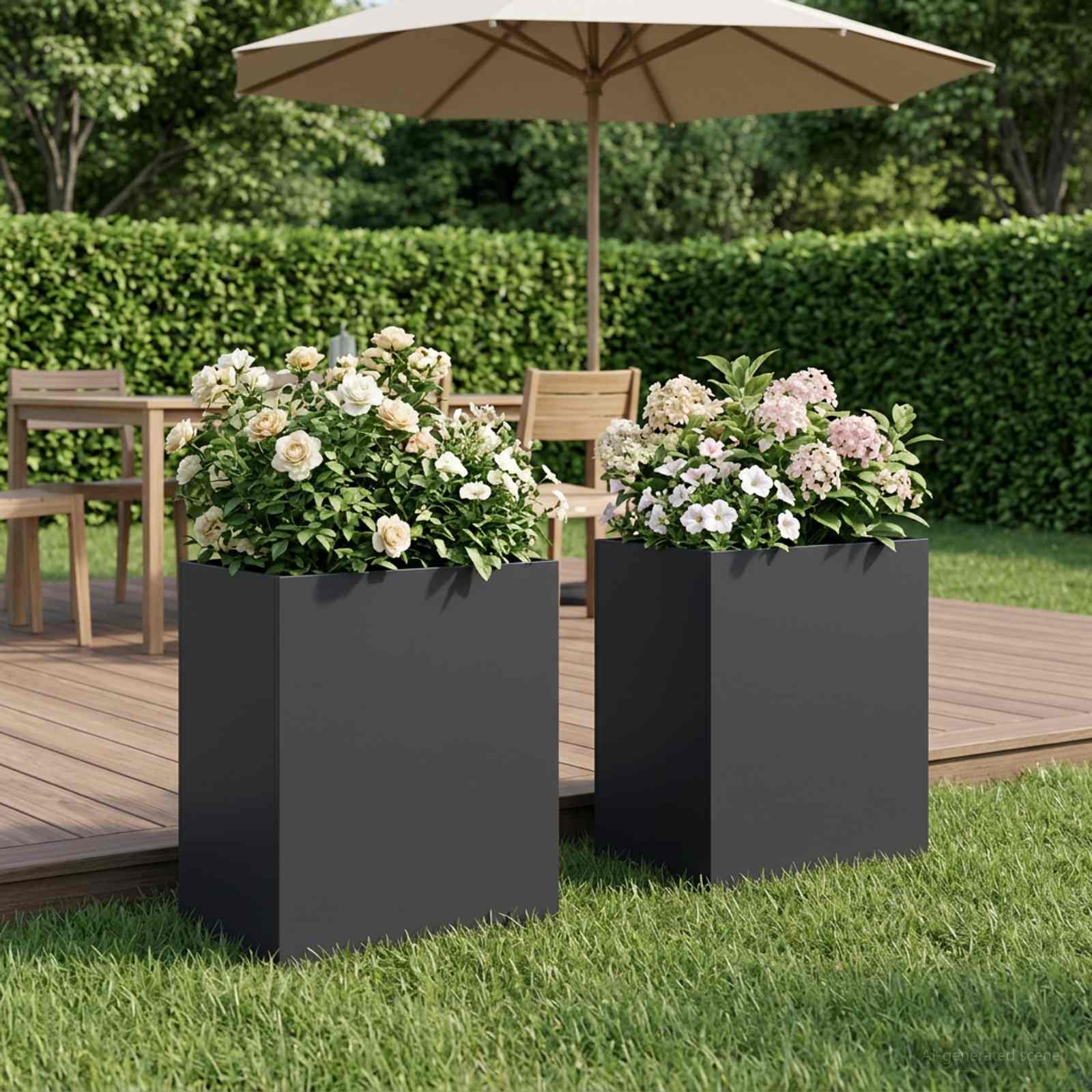 Vaso da giardino 2 pz Nero 40 x 30 x 50 cm