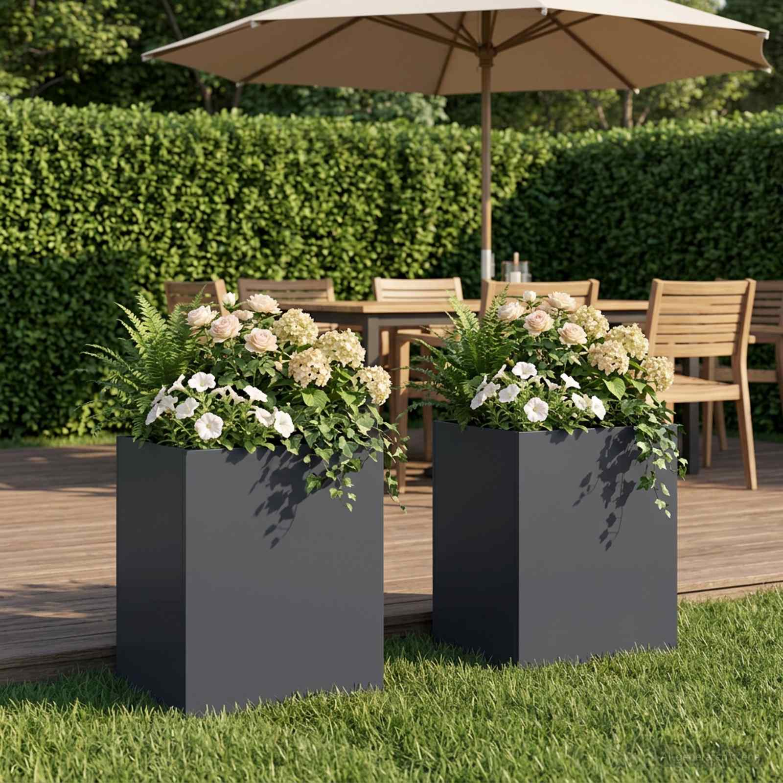 Vaso da giardino 2 pz Antracite 40 x 30 x 50 cm
