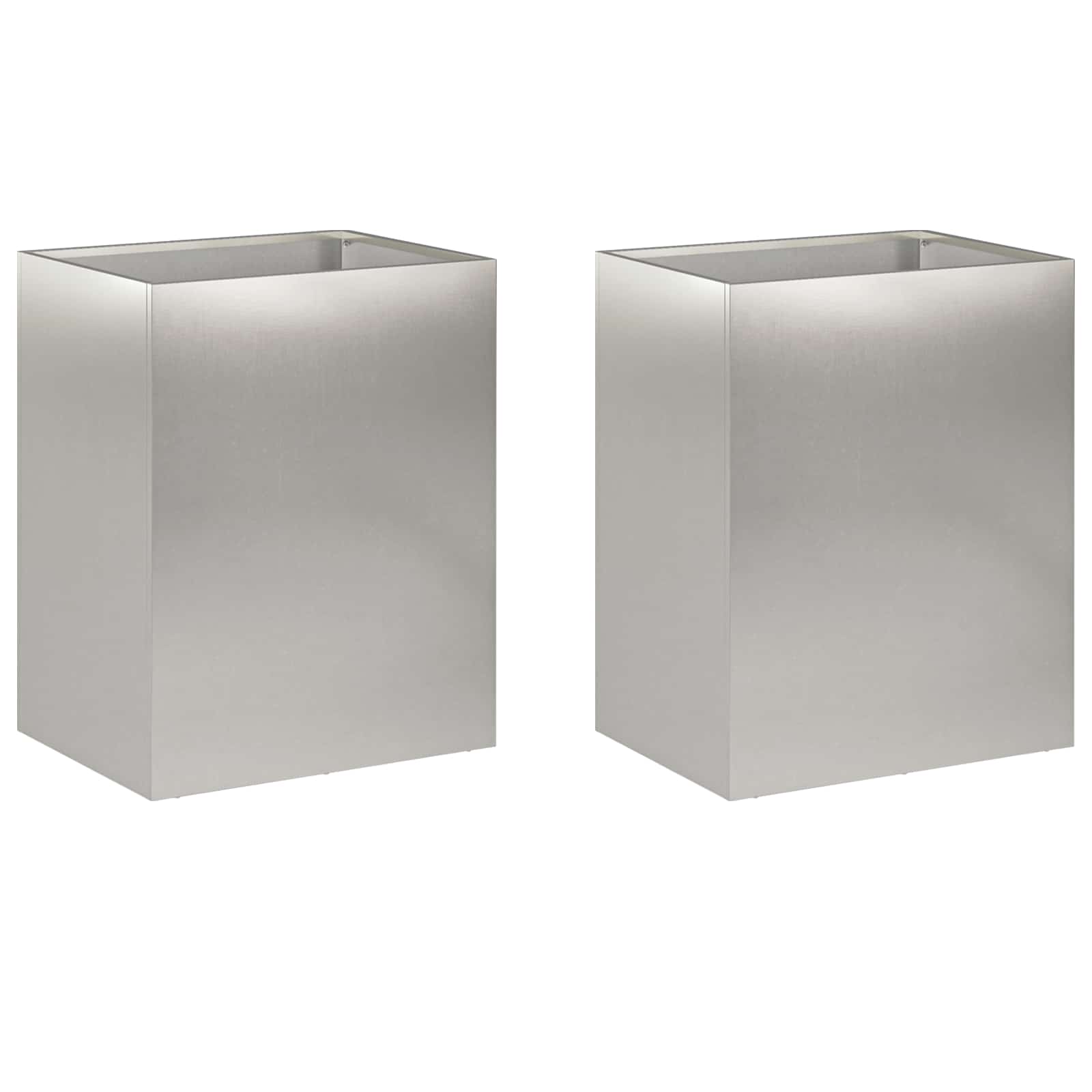 Vaso da giardino 2 pz Argento 40 x 30 x 50 cm Acciaio Inox