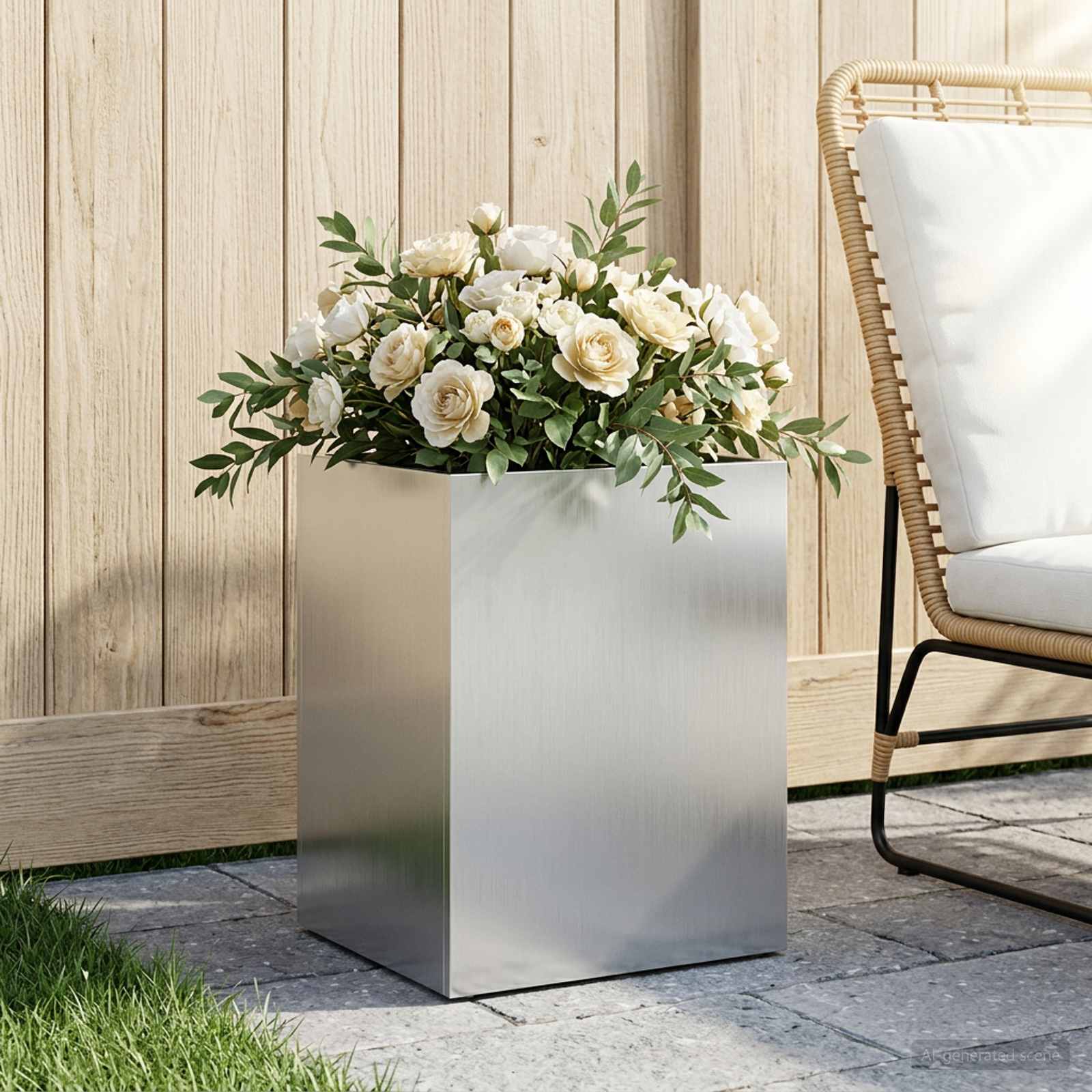 Vaso da giardino Argento 40 x 30 x 50 cm Acciaio zincato