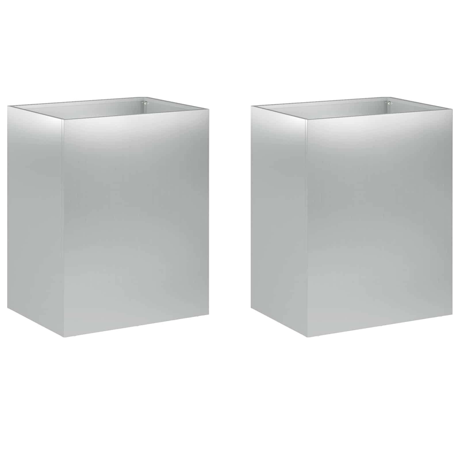 Vaso da giardino 2 pz Argento 40 x 30 x 50 cm Acciaio zincato