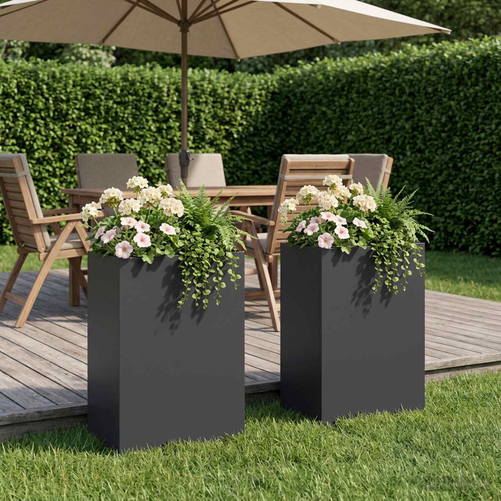 Vaso da giardino 2 pz Nero 40 x 30 x 75 cm