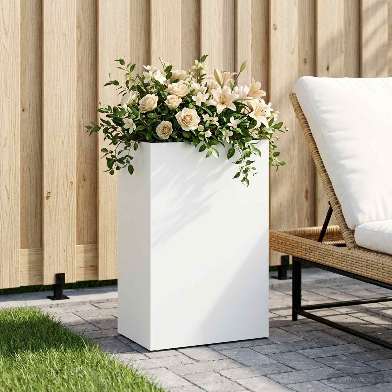 Vaso da giardino Bianco 40 x 30 x 75 cm