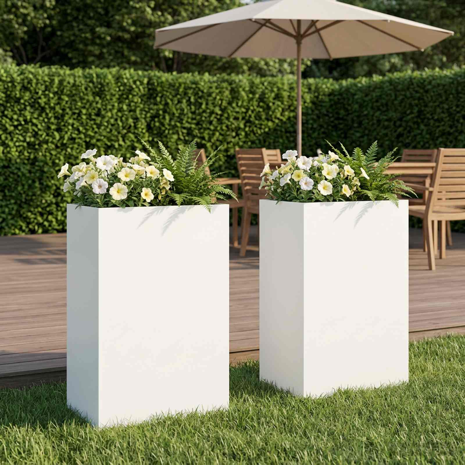 Vaso da giardino 2 pz Bianco 40 x 30 x 75 cm