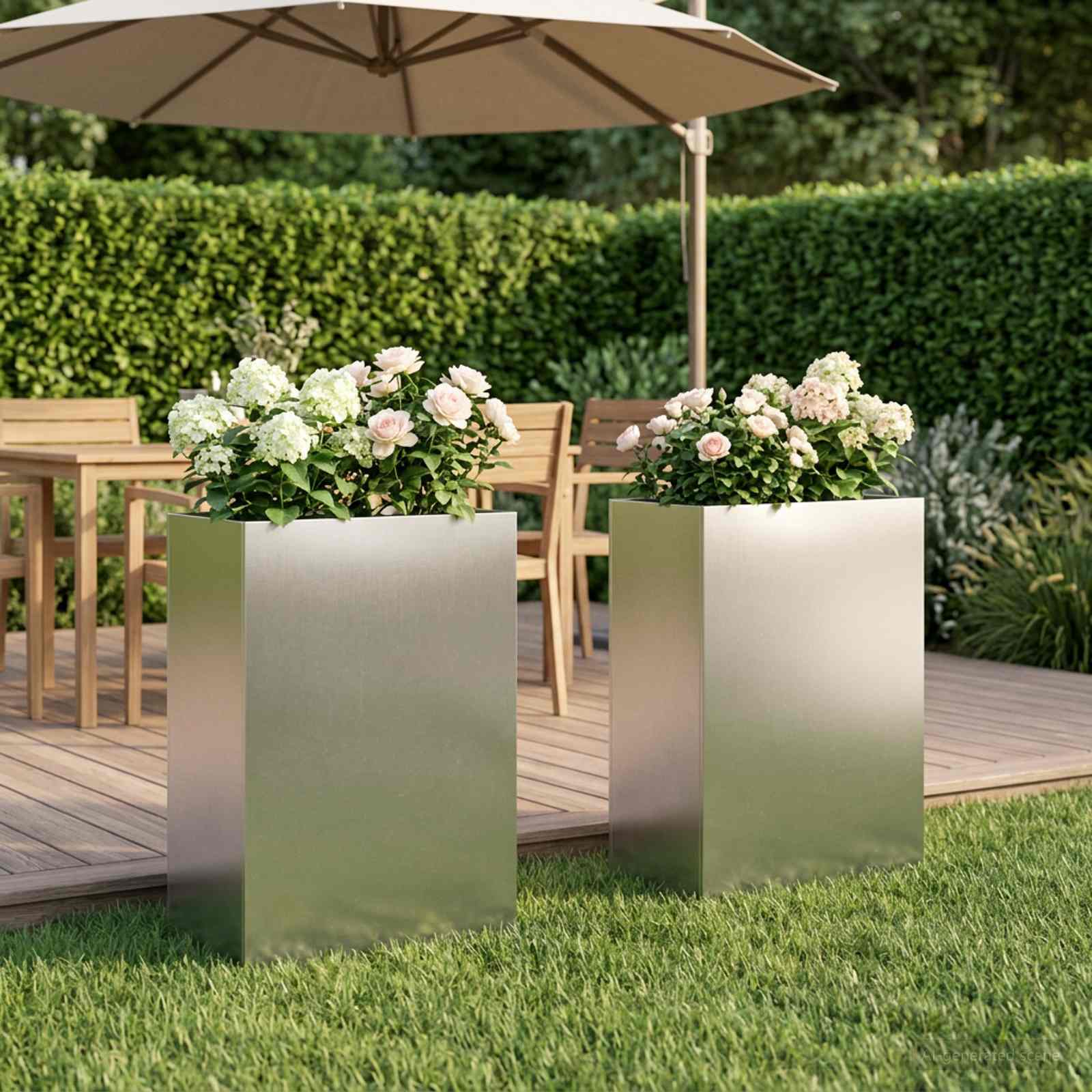 Vaso da giardino 2 pz Argento 40 x 30 x 75 cm Acciaio Inox