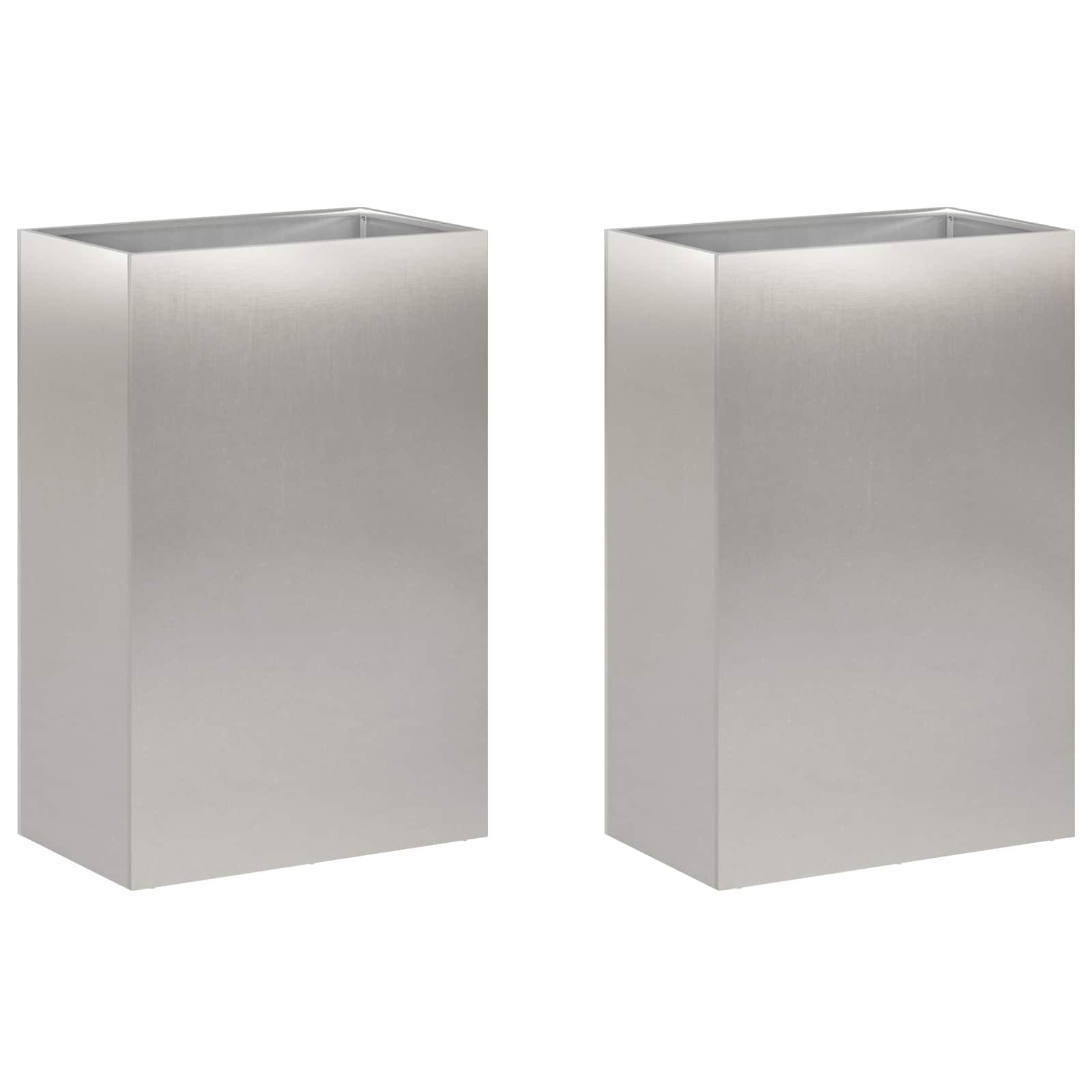 Vaso da giardino 2 pz Argento 40 x 30 x 75 cm Acciaio Inox