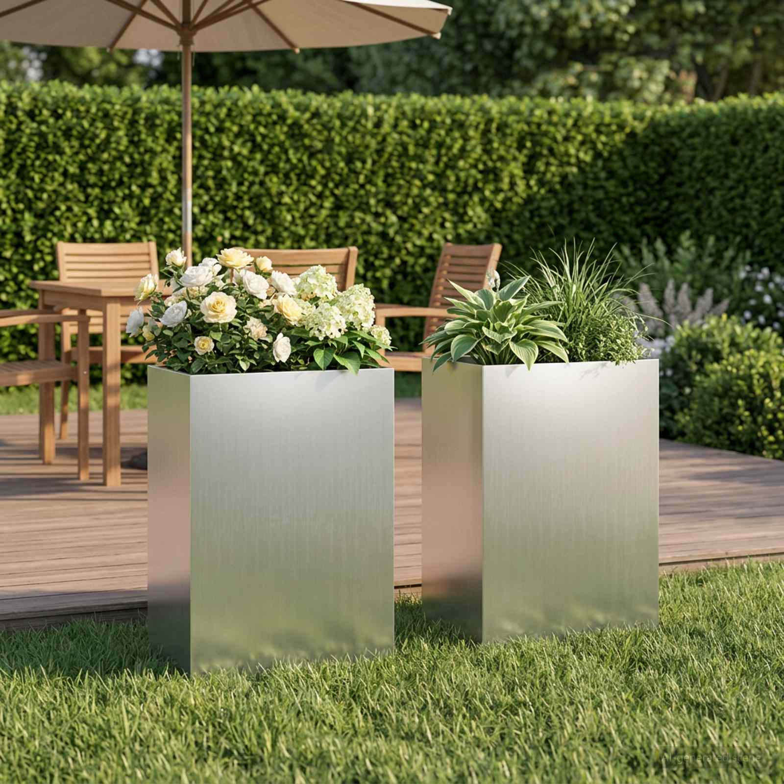 Vaso da giardino 2 pz Argento 40 x 30 x 75 cm Acciaio zincato