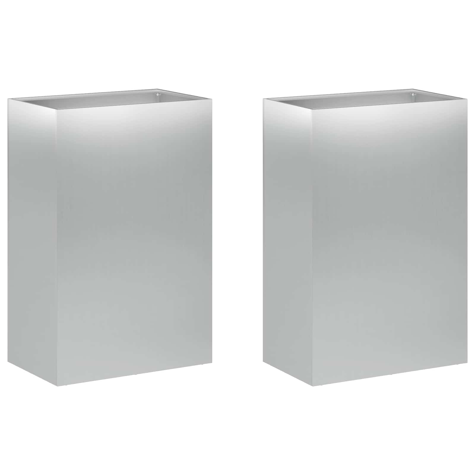 Vaso da giardino 2 pz Argento 40 x 30 x 75 cm Acciaio zincato