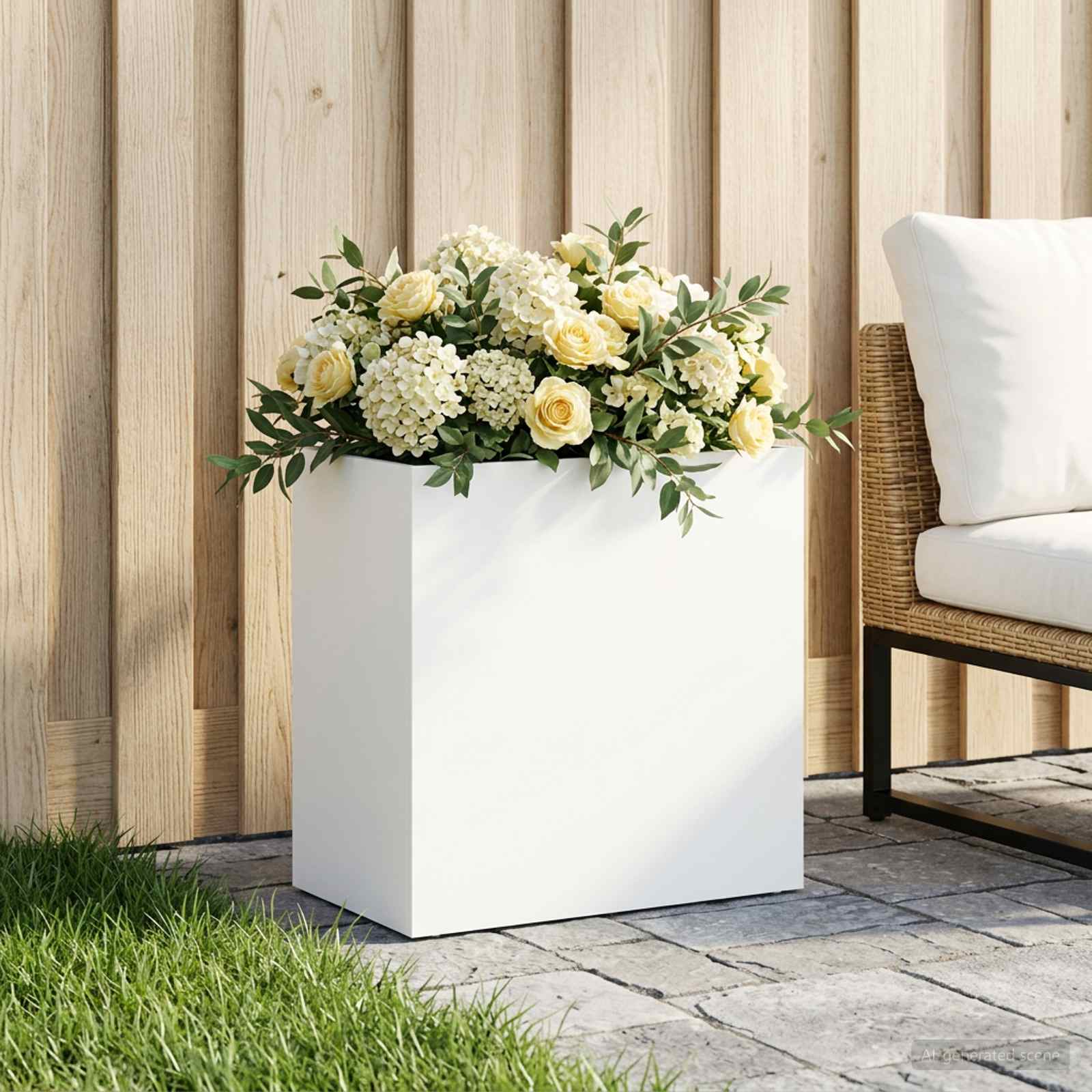 Vaso da giardino Bianco 50 x 30 x 40 cm