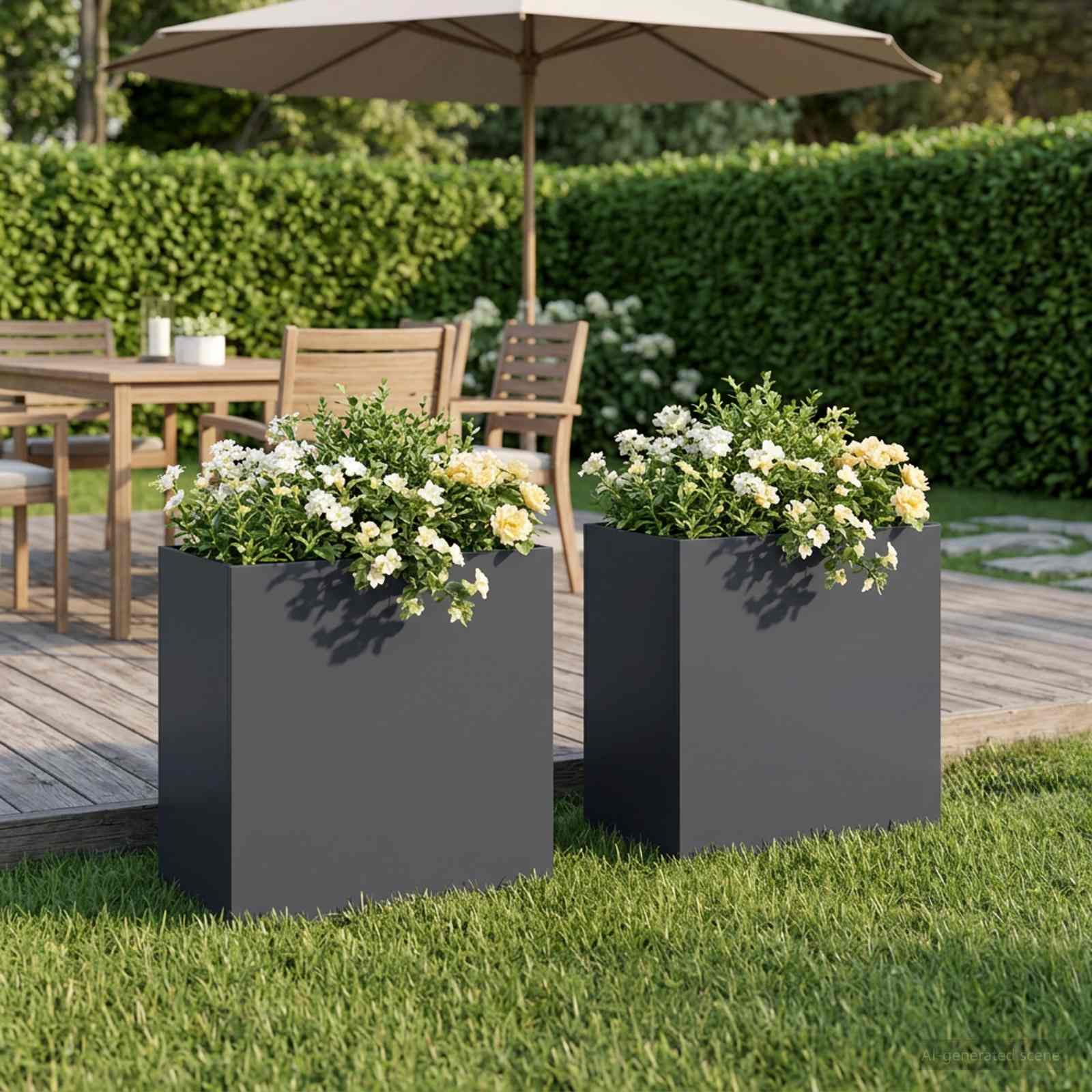 Vaso da giardino 2 pz Antracite 50 x 30 x 40 cm