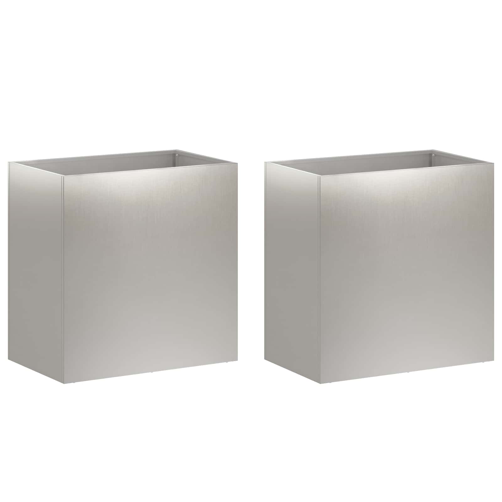 Vaso da giardino 2 pz Argento 50 x 30 x 40 cm Acciaio Inox