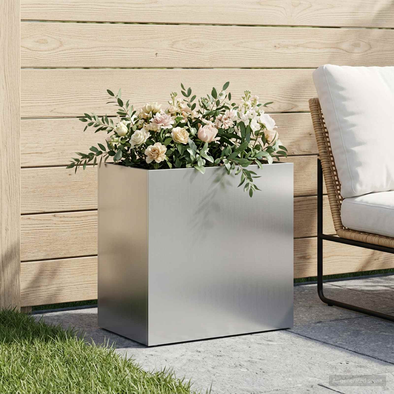 Vaso da giardino Argento 50 x 30 x 40 cm Acciaio zincato