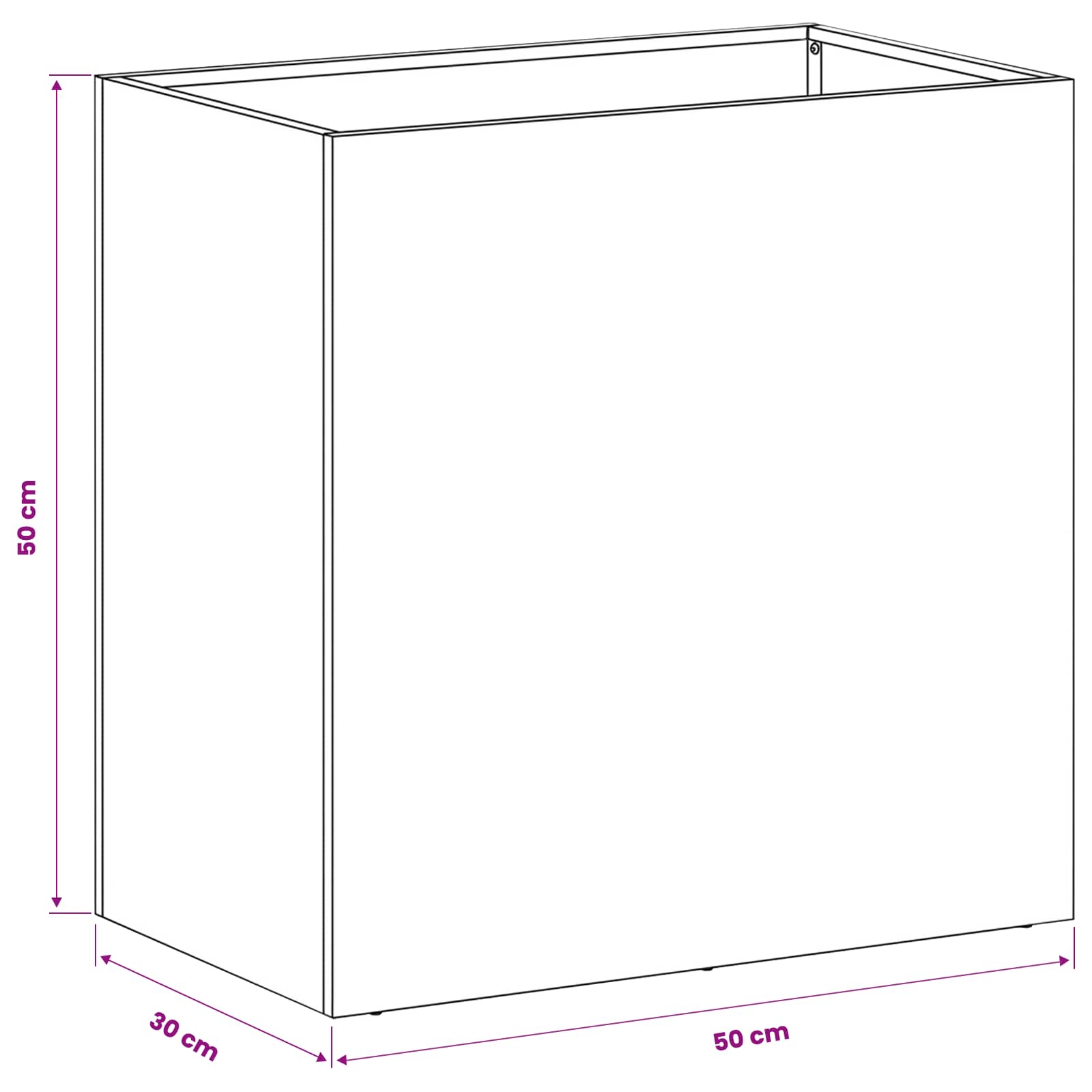 Vaso da giardino Nero 50 x 30 x 50 cm Acciaio laminato a freddo