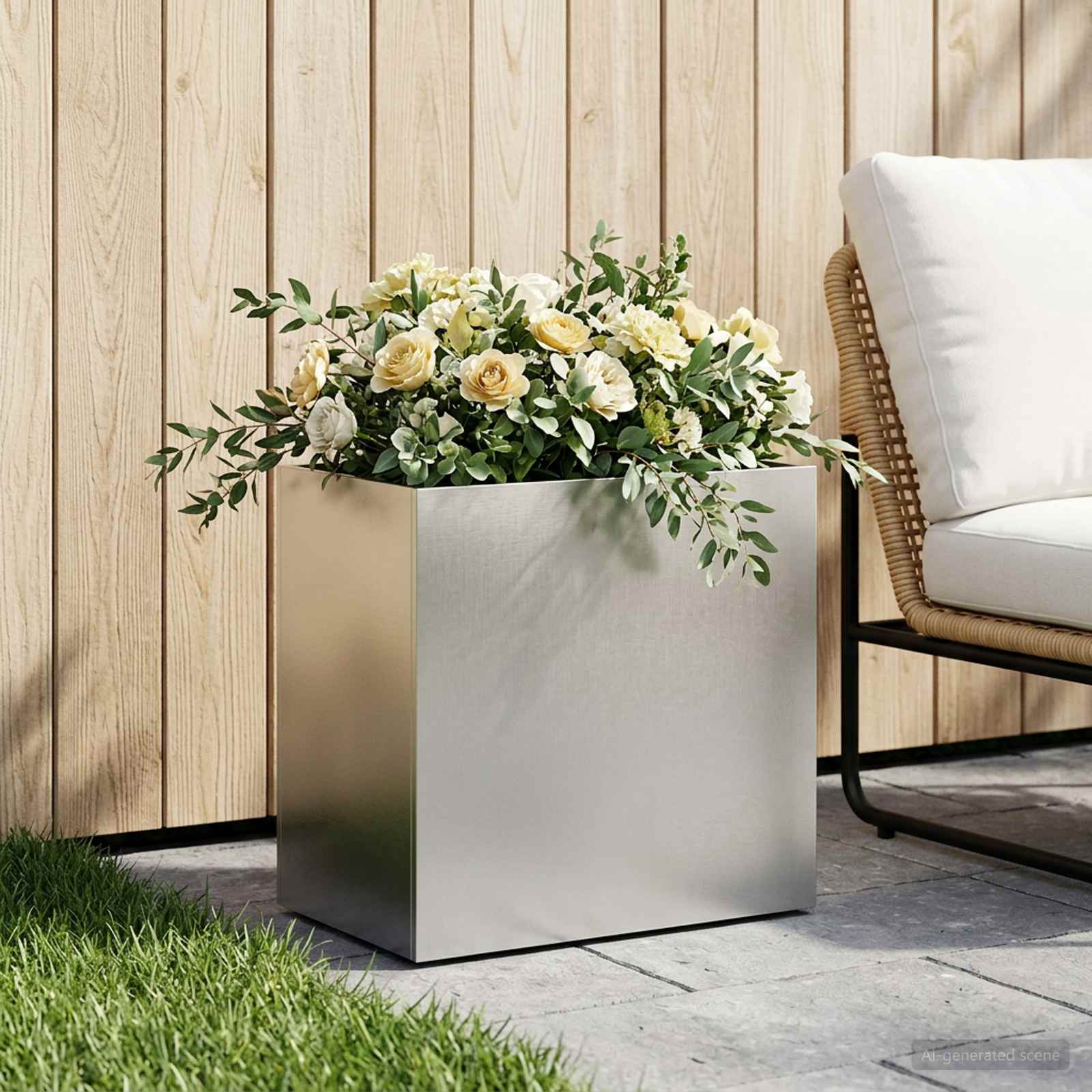 Vaso da giardino Argento 50 x 30 x 50 cm Acciaio Inox