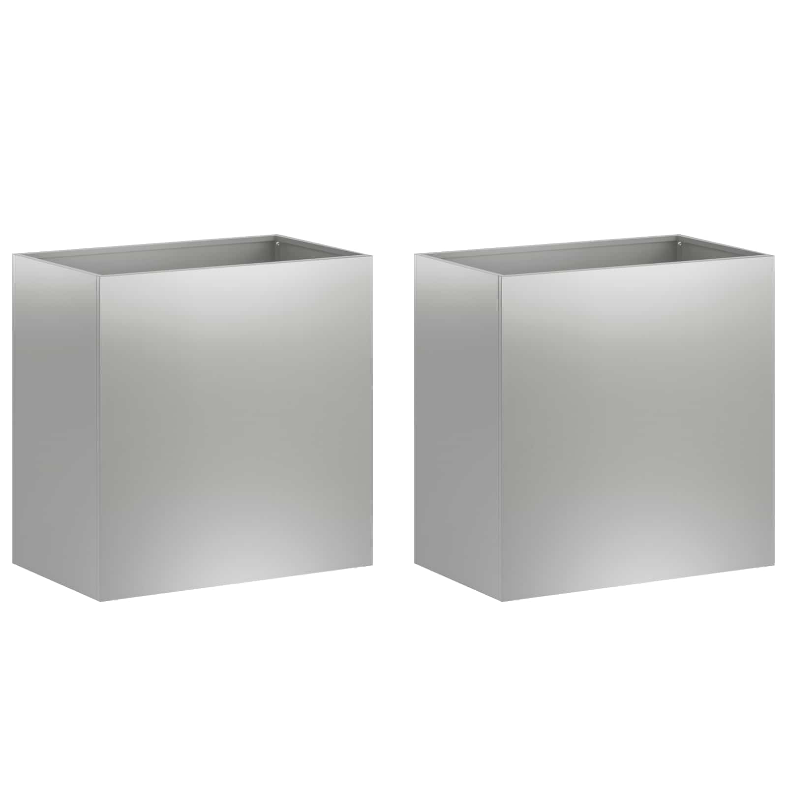 Vaso da giardino 2 pz Argento 50 x 30 x 50 cm Acciaio zincato