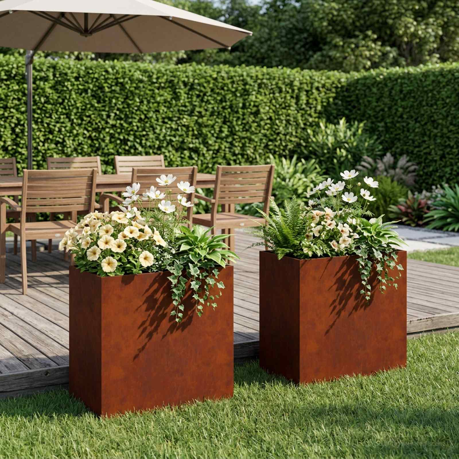 Vaso da giardino 2 pz Ruggine 50 x 30 x 50 cm Acciaio Corten