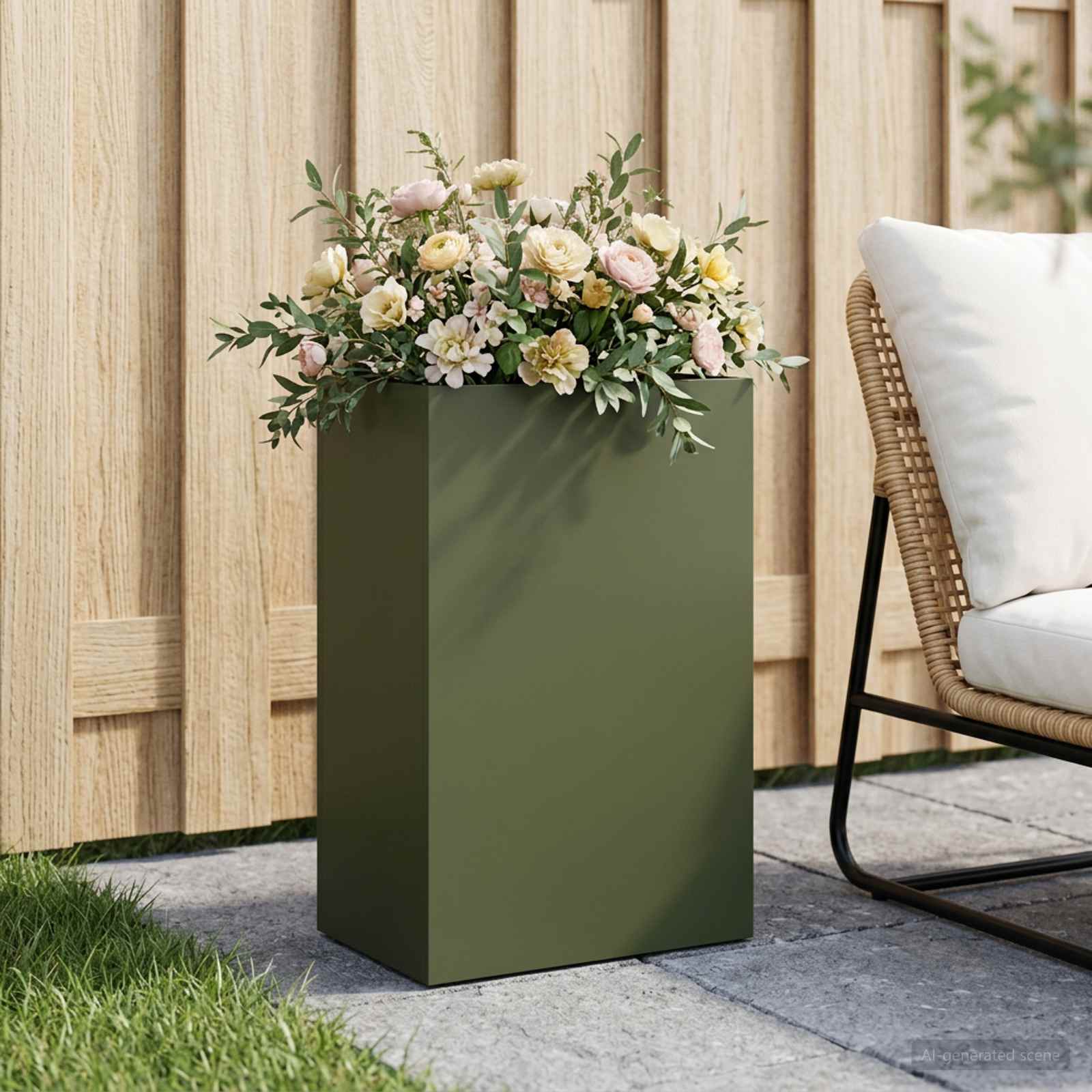 Vaso da giardino Verde Oliva 50 x 30 x 75 cm