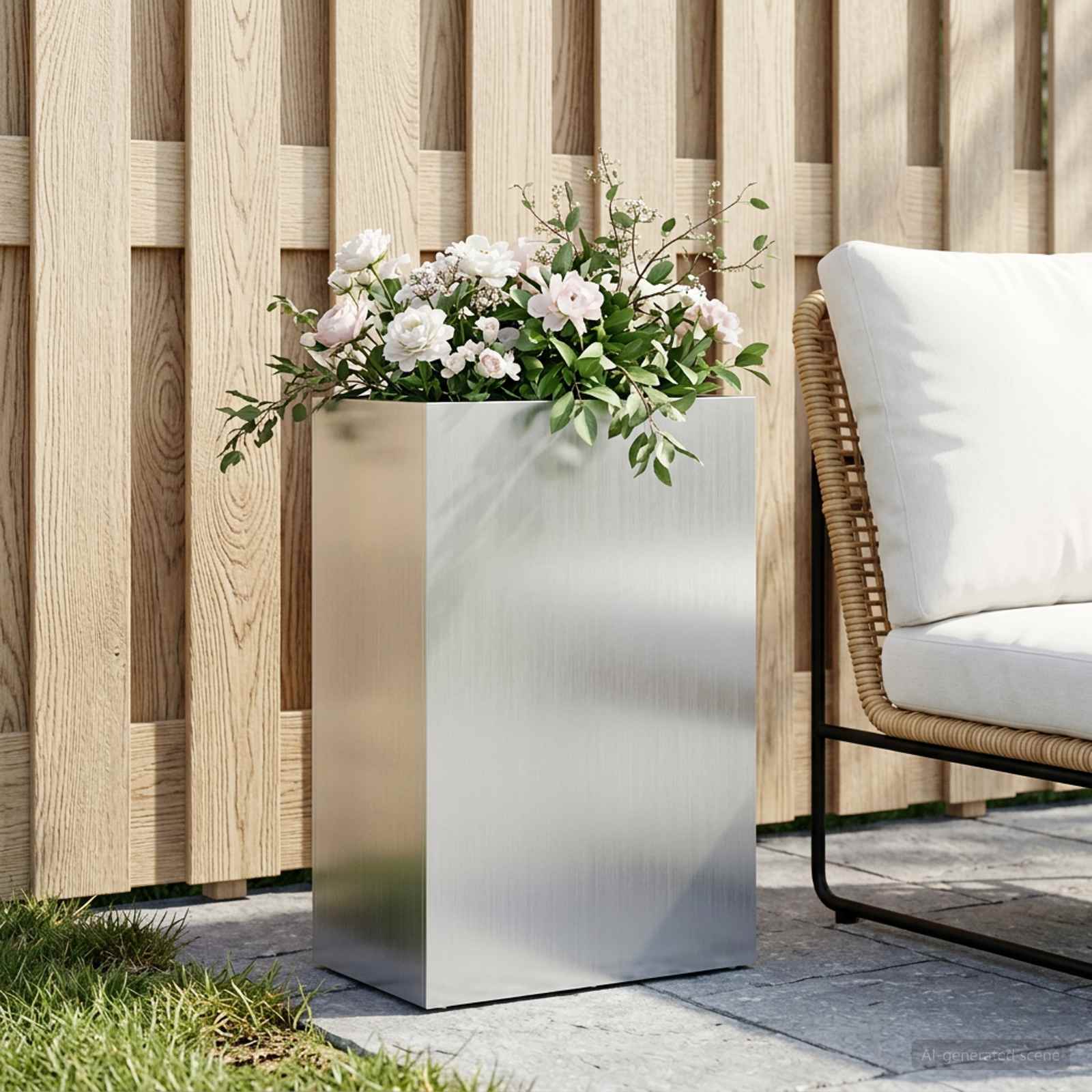 Vaso da giardino Argento 50 x 30 x 75 cm Acciaio zincato